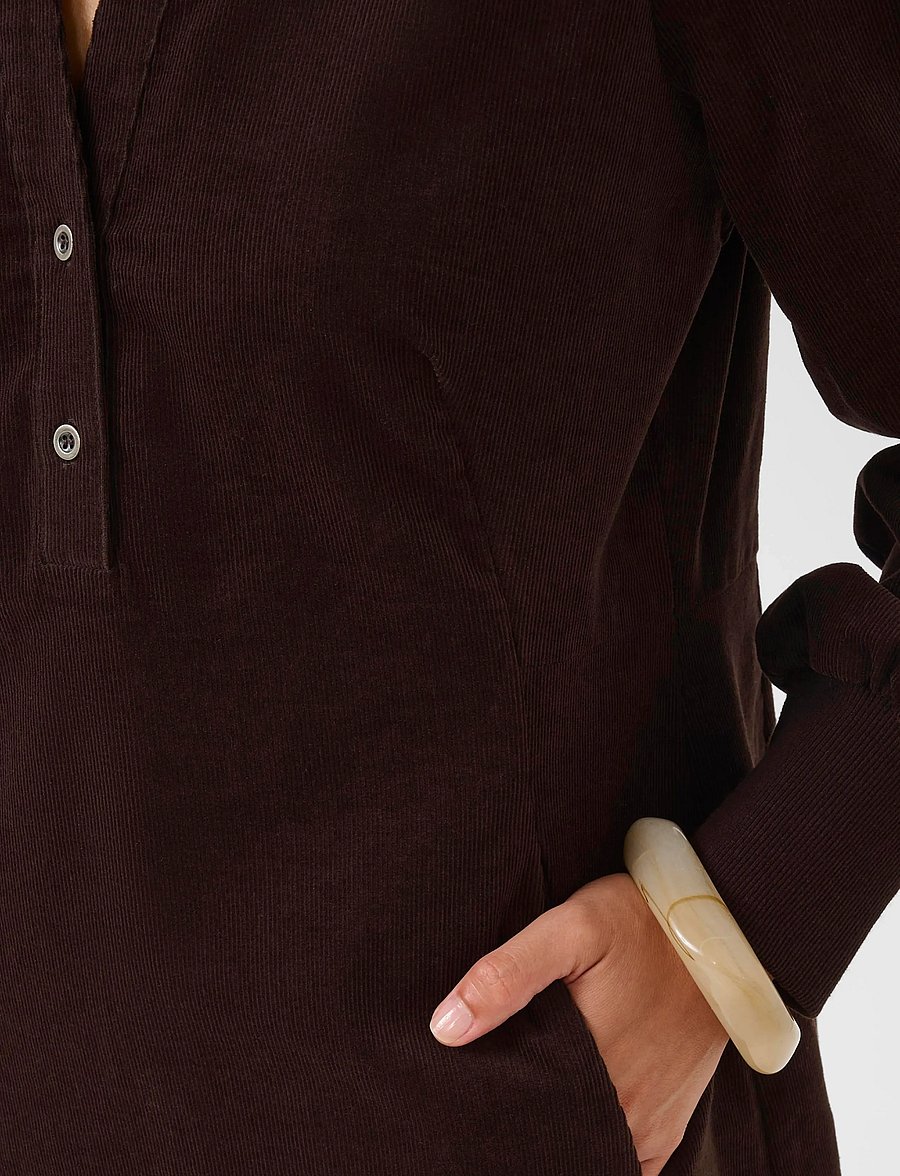 Culture - CUula Rhaena LS Dress - short dresses - coffee bean - 5
