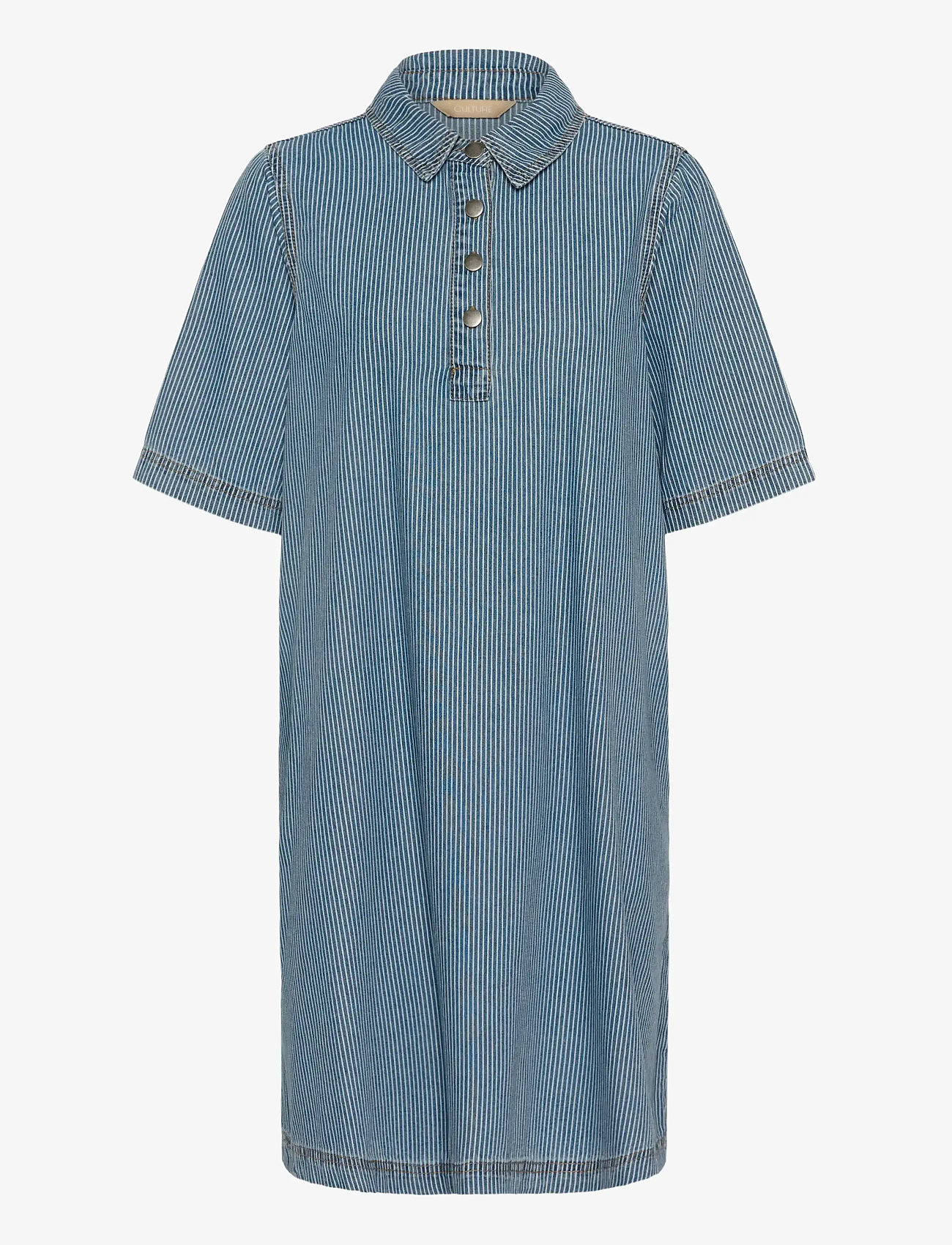 Culture - CUayna SS Dress - skjortekjoler - blue/white stripe - 1