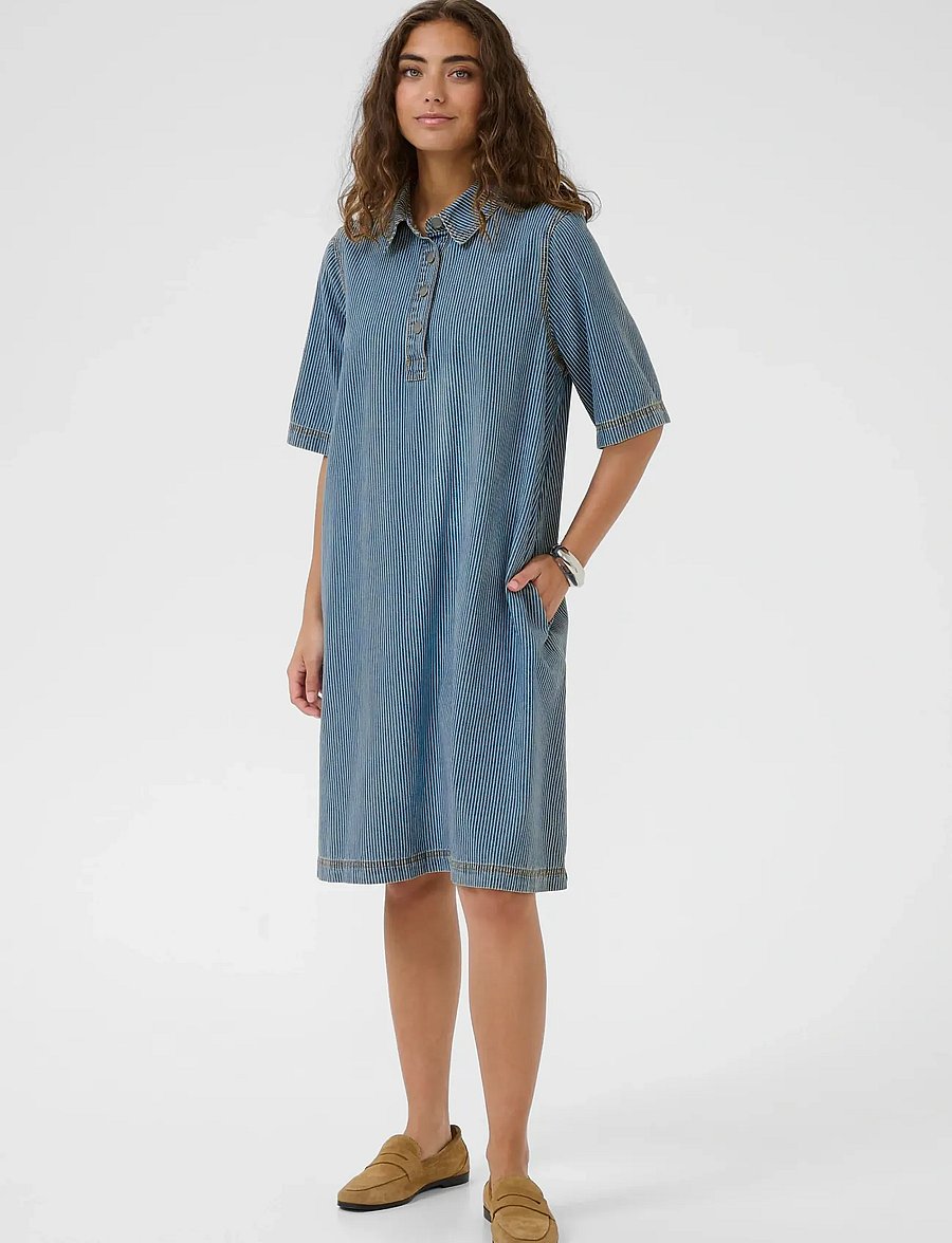 Culture - CUayna SS Dress - särkkleidid - blue/white stripe - 3