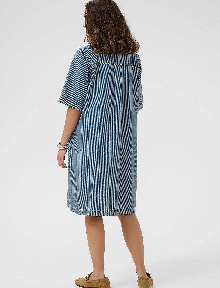 Culture - CUayna SS Dress - särkkleidid - blue/white stripe - 4