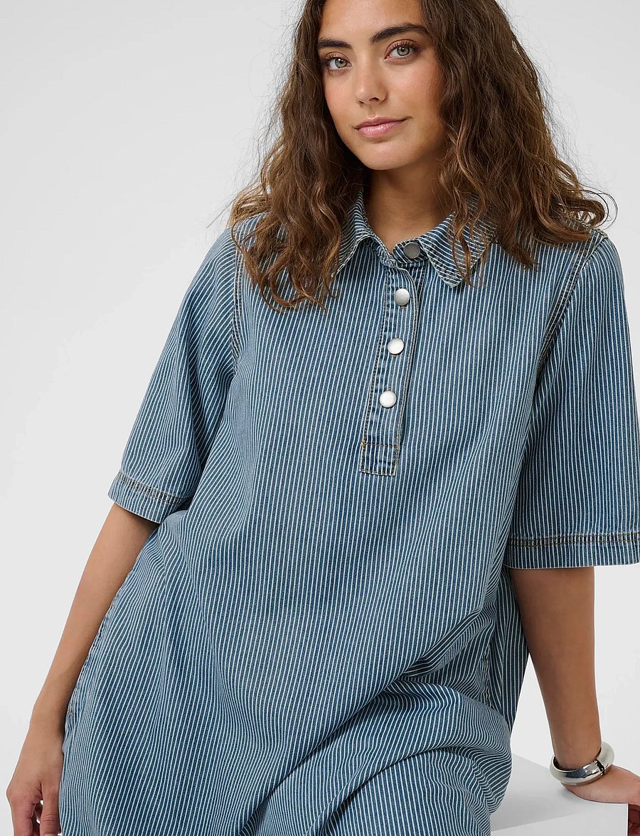 Culture - CUayna SS Dress - särkkleidid - blue/white stripe - 5