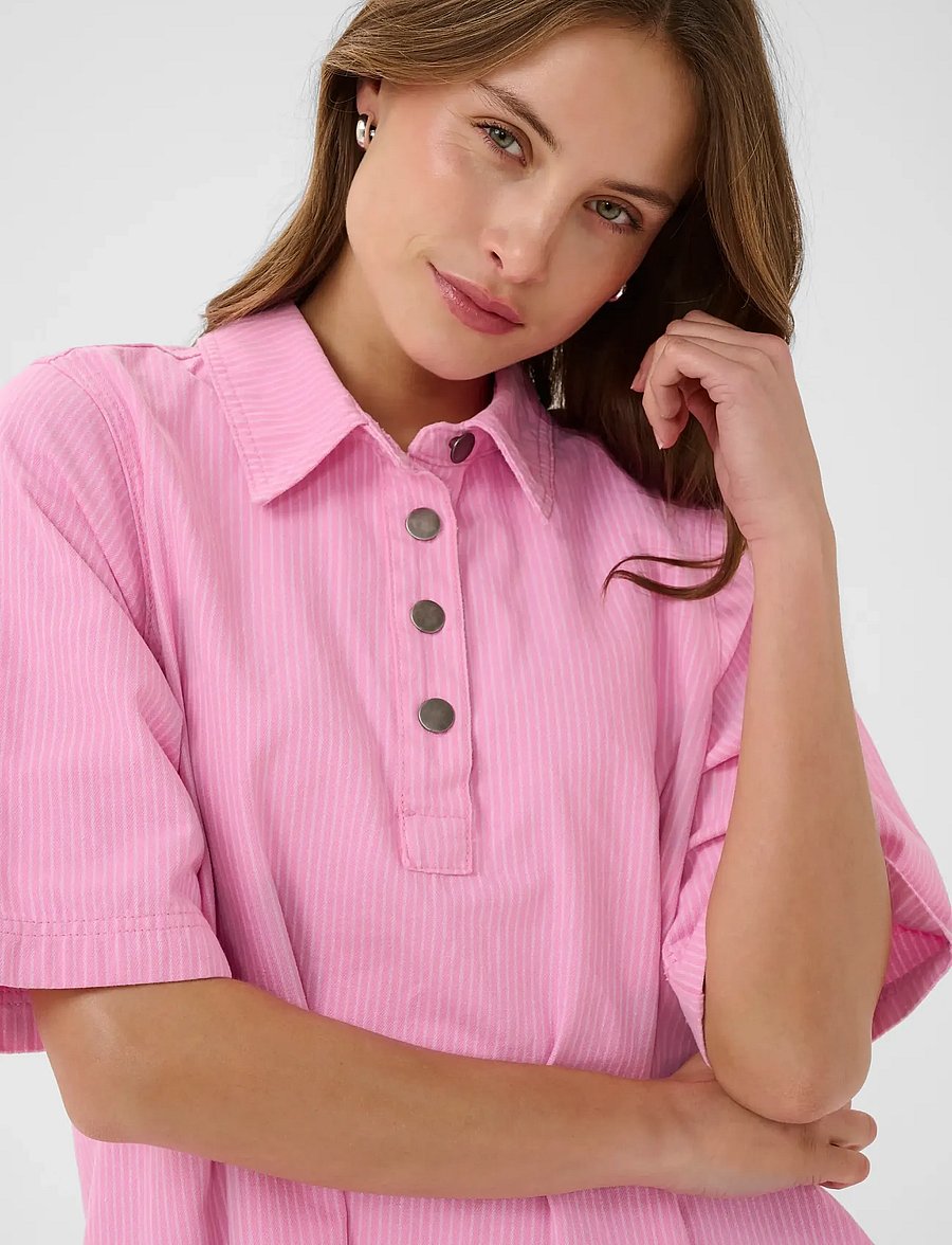 Culture - CUayna SS Dress - hemdkleider - pink stripe - 5