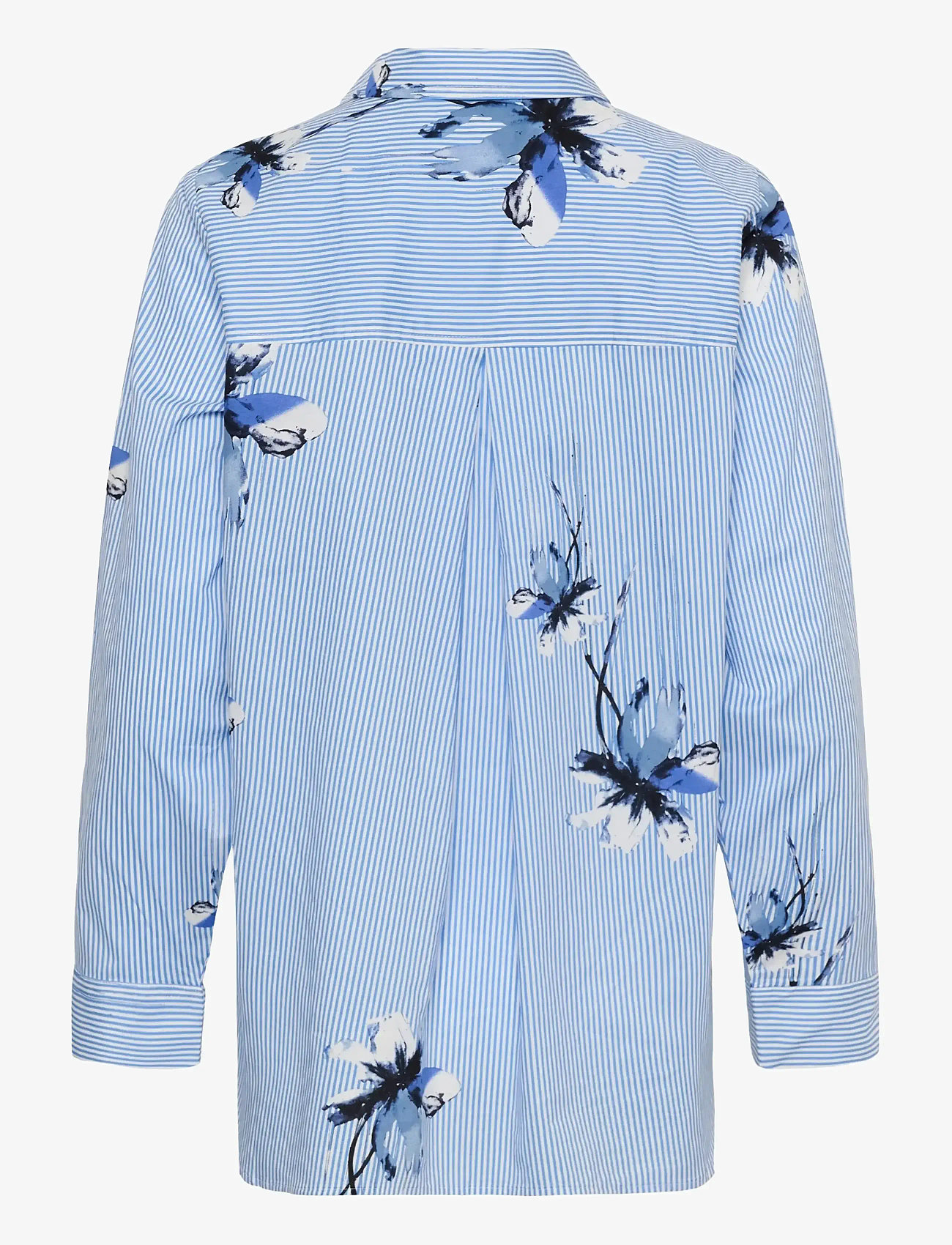 Culture - CUbrila Long Shirt - langærmede skjorter - blue flower stripe - 2
