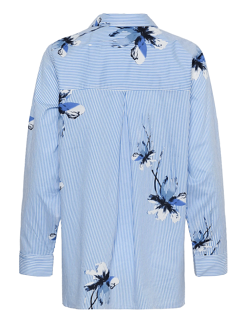 Culture - CUbrila Long Shirt - langærmede skjorter - blue flower stripe - 2