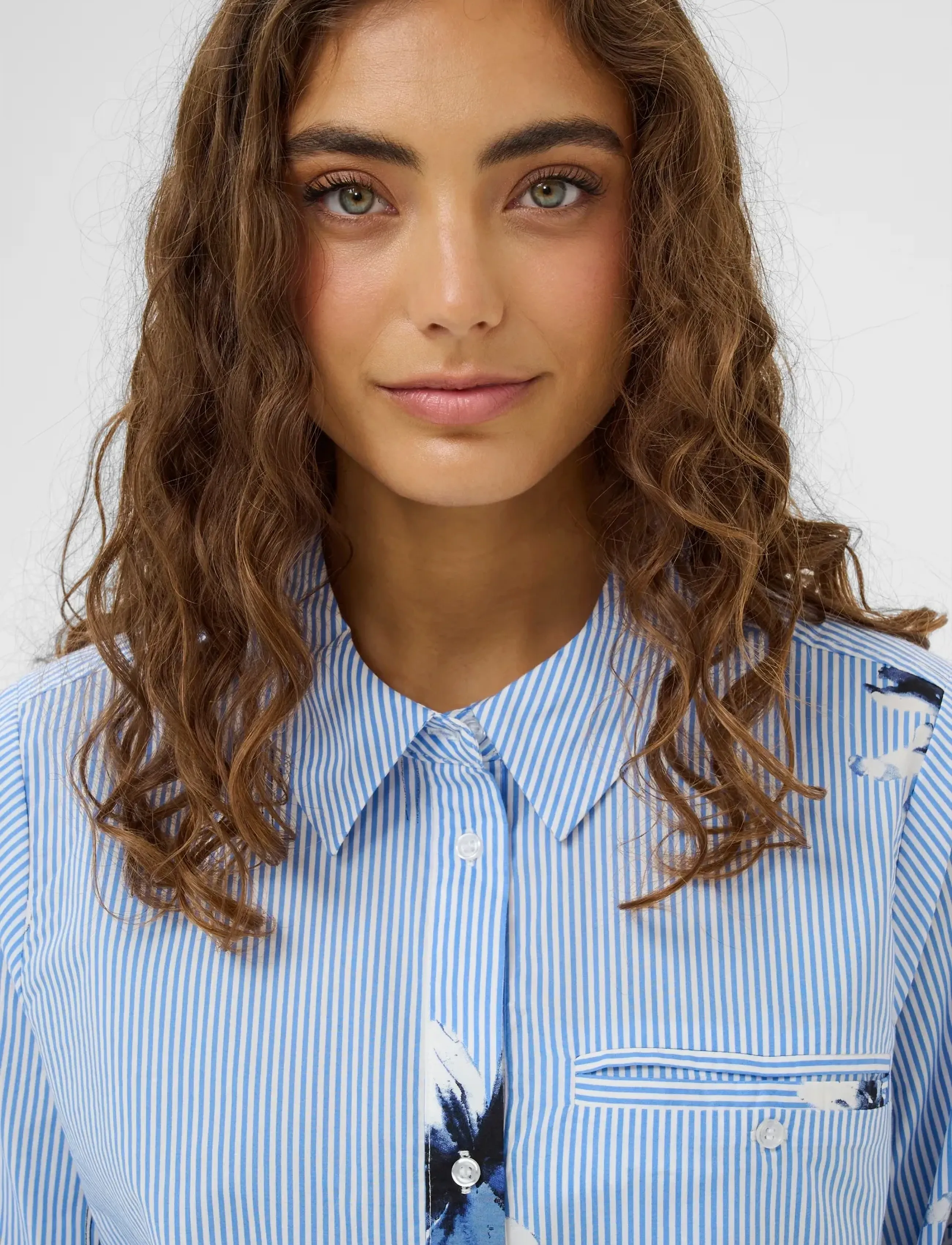 Culture - CUbrila Long Shirt - marškiniai ilgomis rankovėmis - blue flower stripe - 5