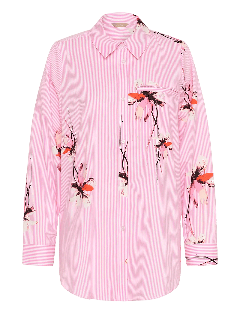 Culture - CUbrila Long Shirt - langärmlige hemden - pink flower stripe - 1