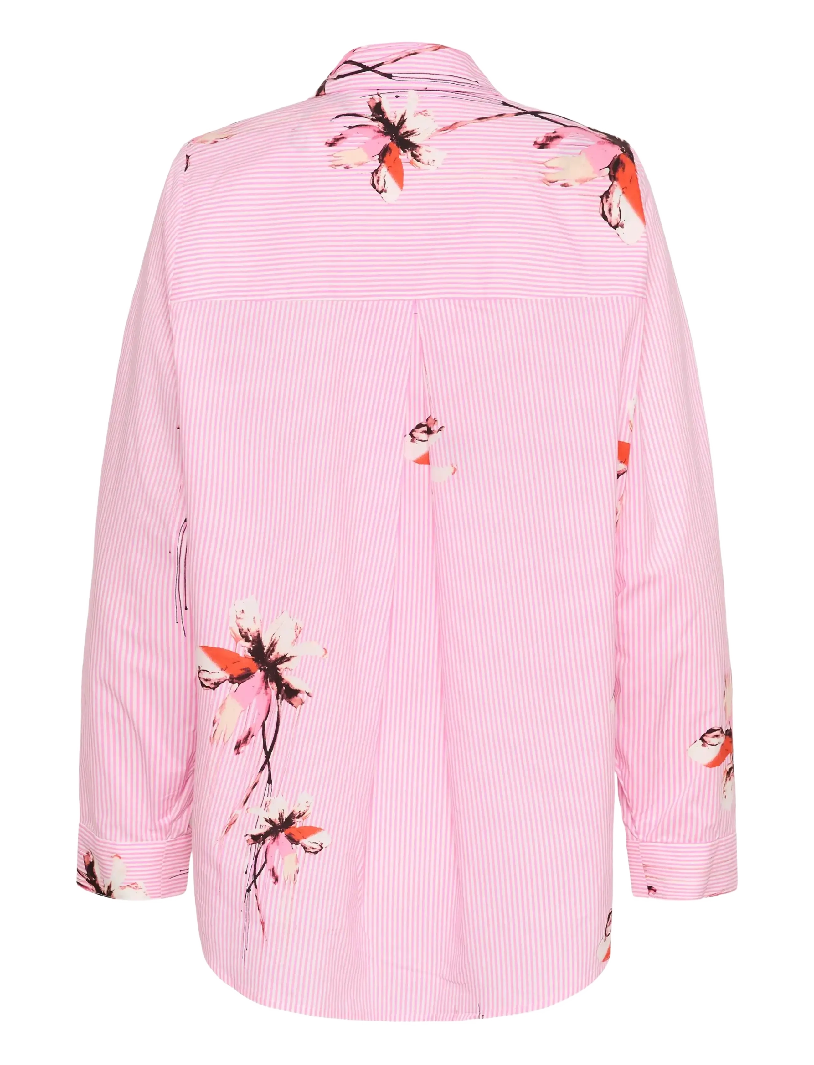 Culture - CUbrila Long Shirt - pink flower stripe - 2