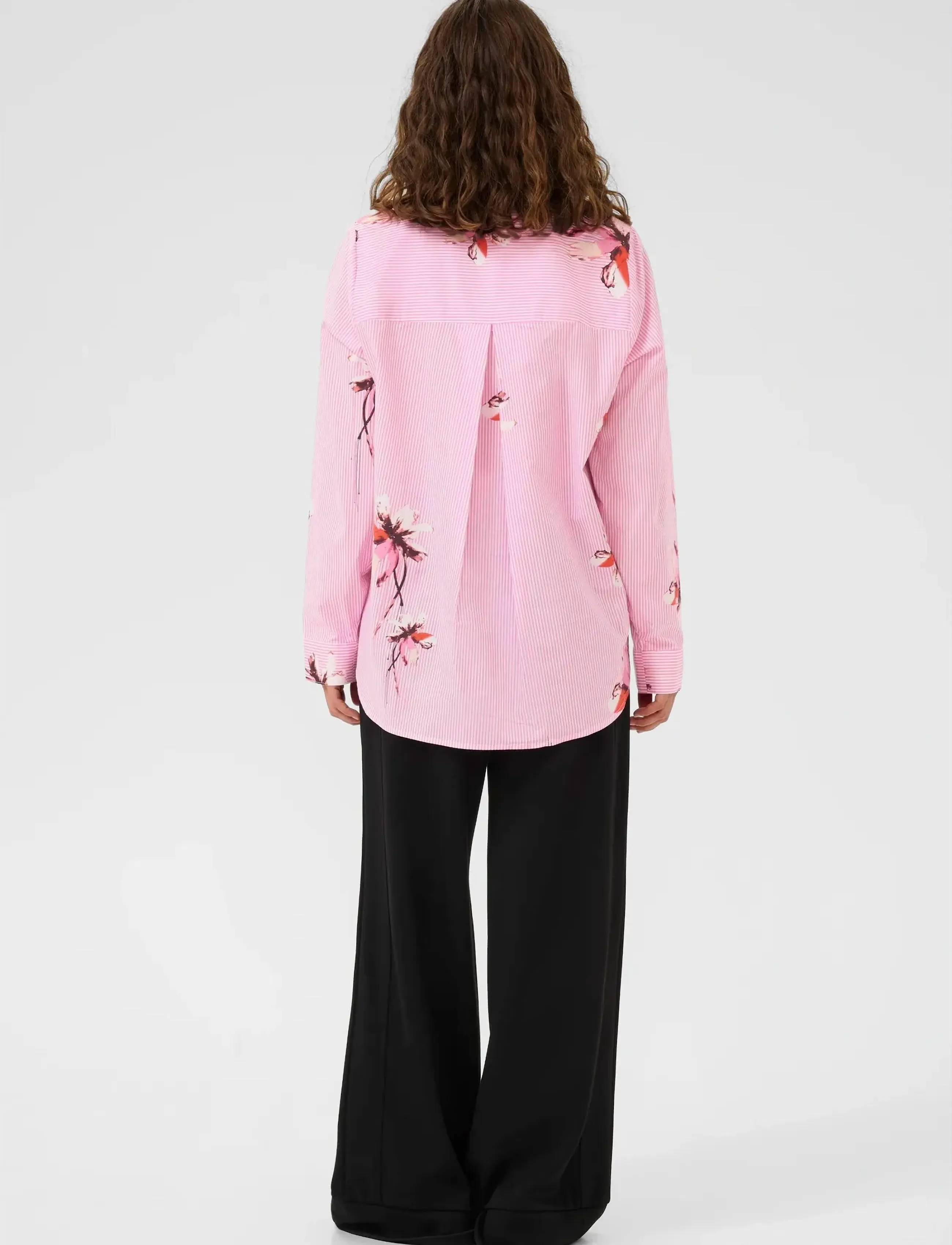 Culture - CUbrila Long Shirt - pink flower stripe - 4