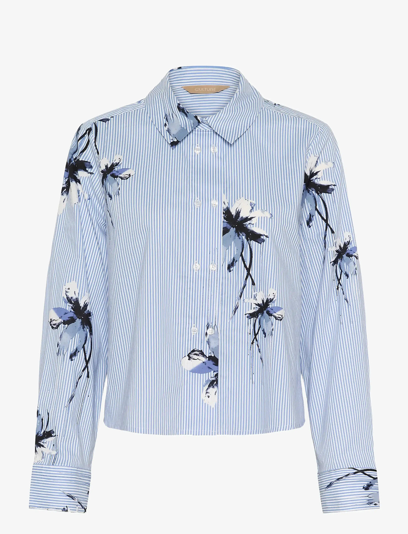 Culture - CUbrila Shirt - långärmade skjortor - blue flower stripe - 1
