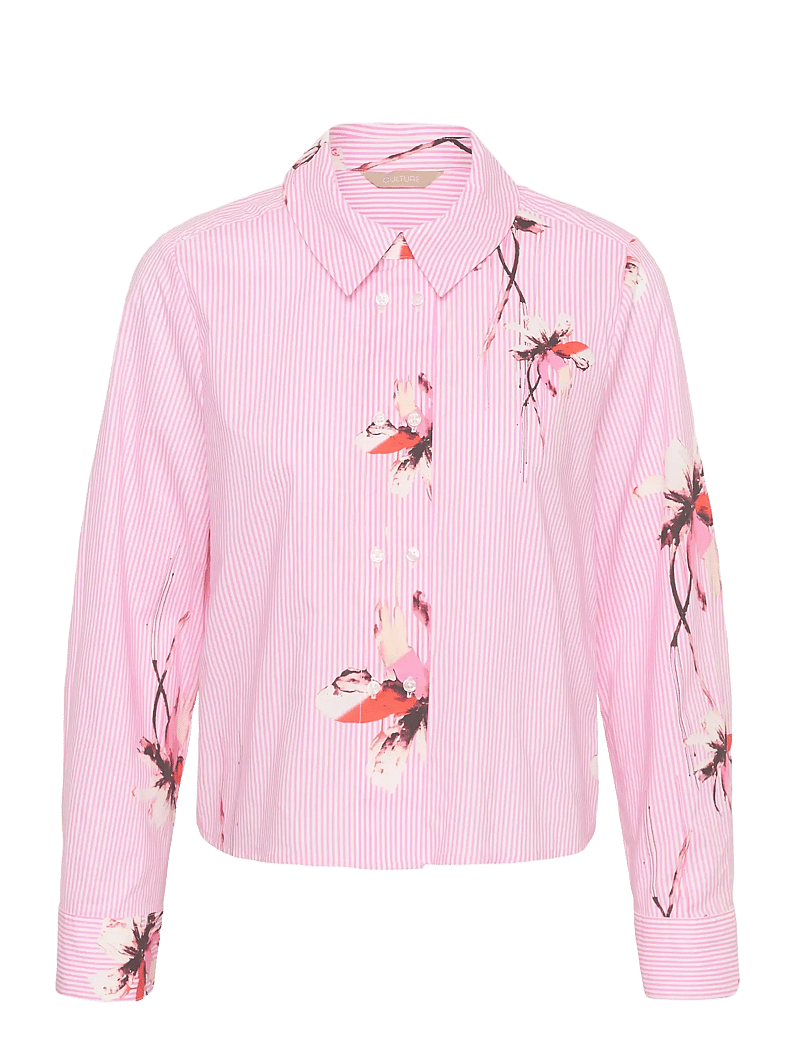Culture - CUbrila Shirt - långärmade skjortor - pink flower stripe - 1