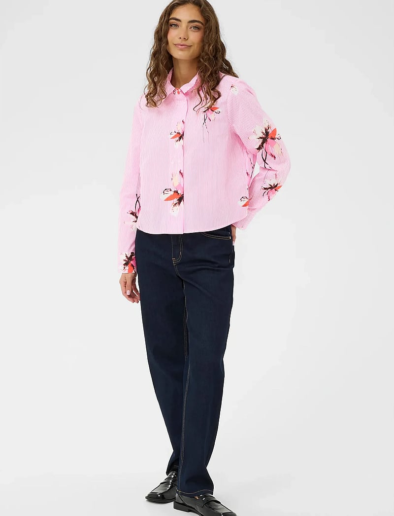 Culture - CUbrila Shirt - långärmade skjortor - pink flower stripe - 3