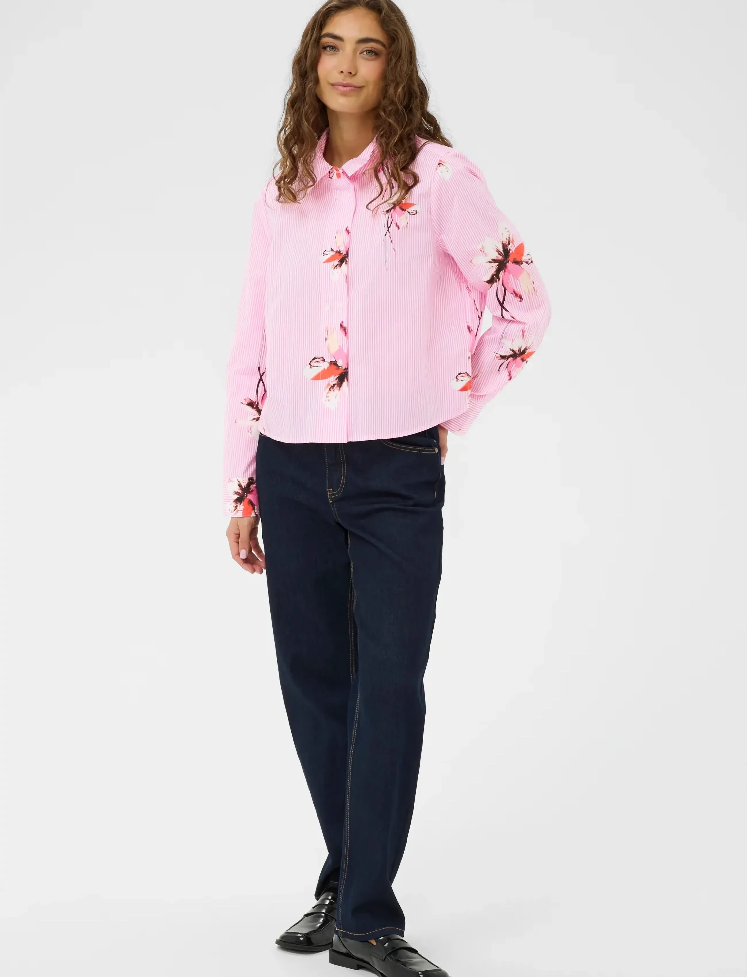 Culture - CUbrila Shirt - long-sleeved shirts - pink flower stripe - 3