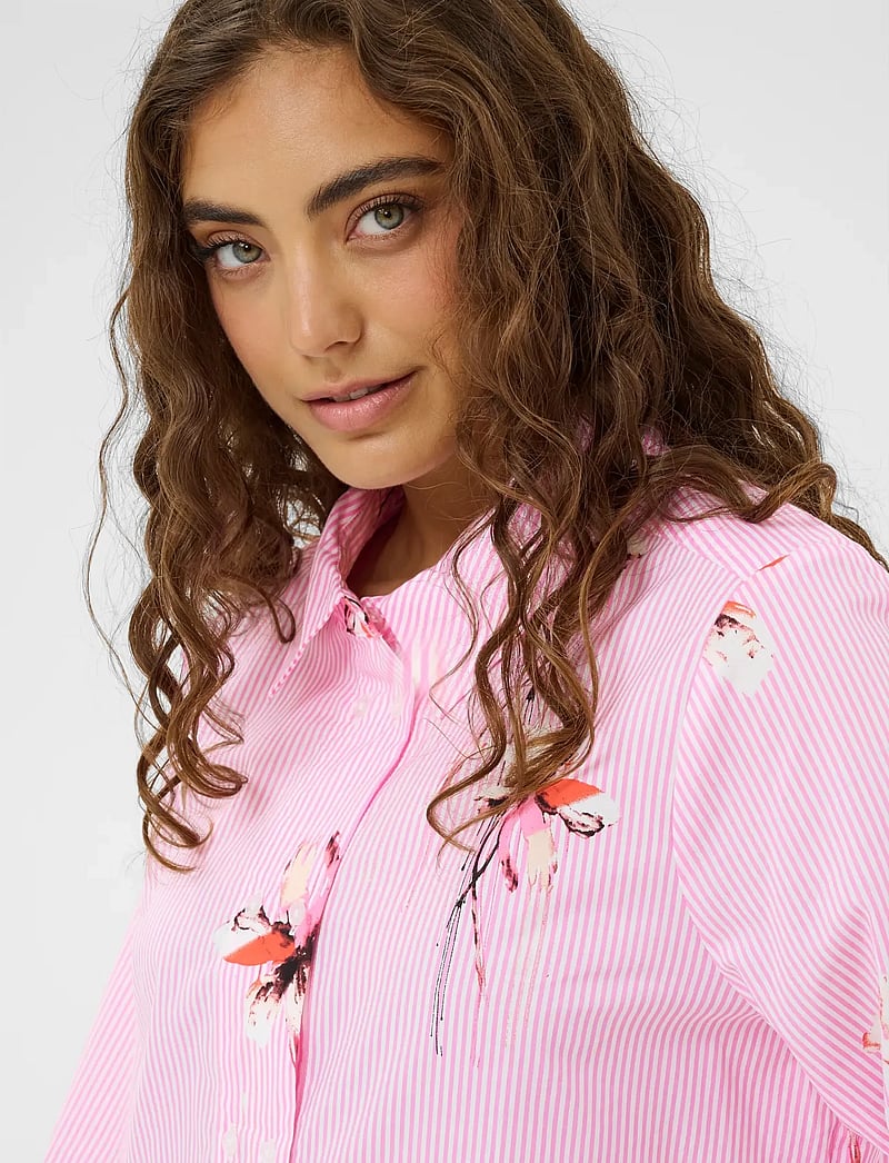 Culture - CUbrila Shirt - långärmade skjortor - pink flower stripe - 5