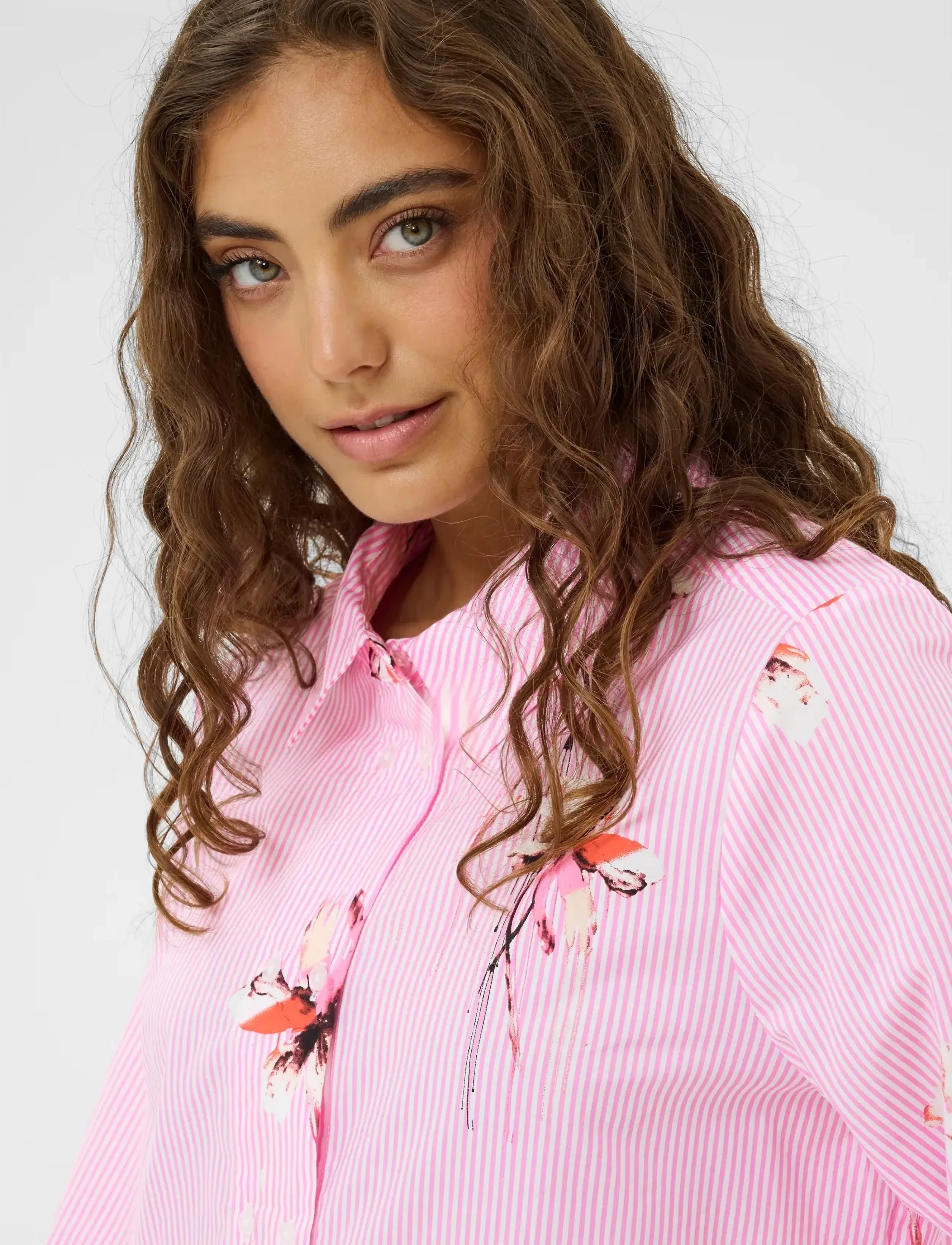 Culture - CUbrila Shirt - long-sleeved shirts - pink flower stripe - 5