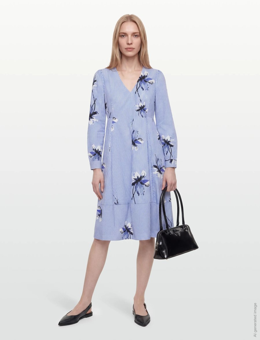 Culture - CUbrila Dress - sommerkleider - blue flower stripe - 0