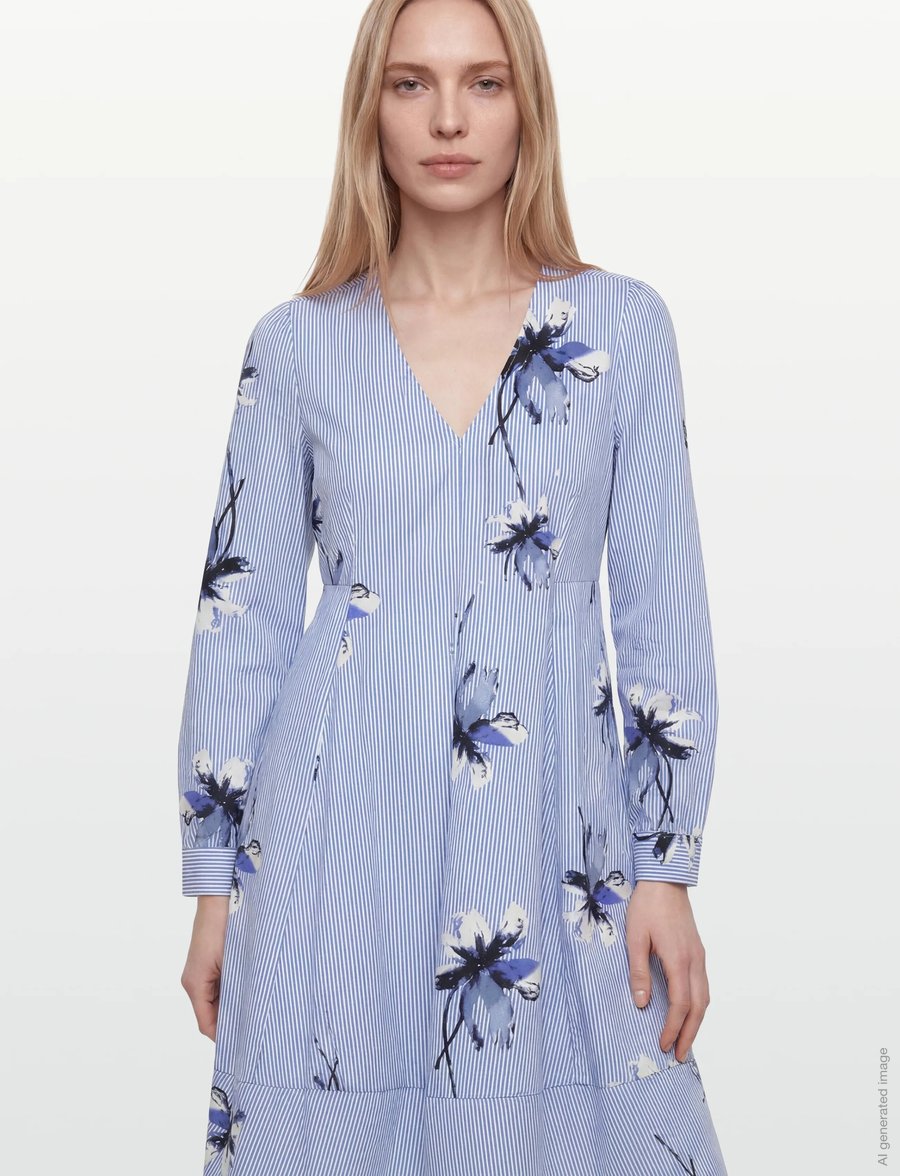 Culture - CUbrila Dress - sommerkleider - blue flower stripe - 3