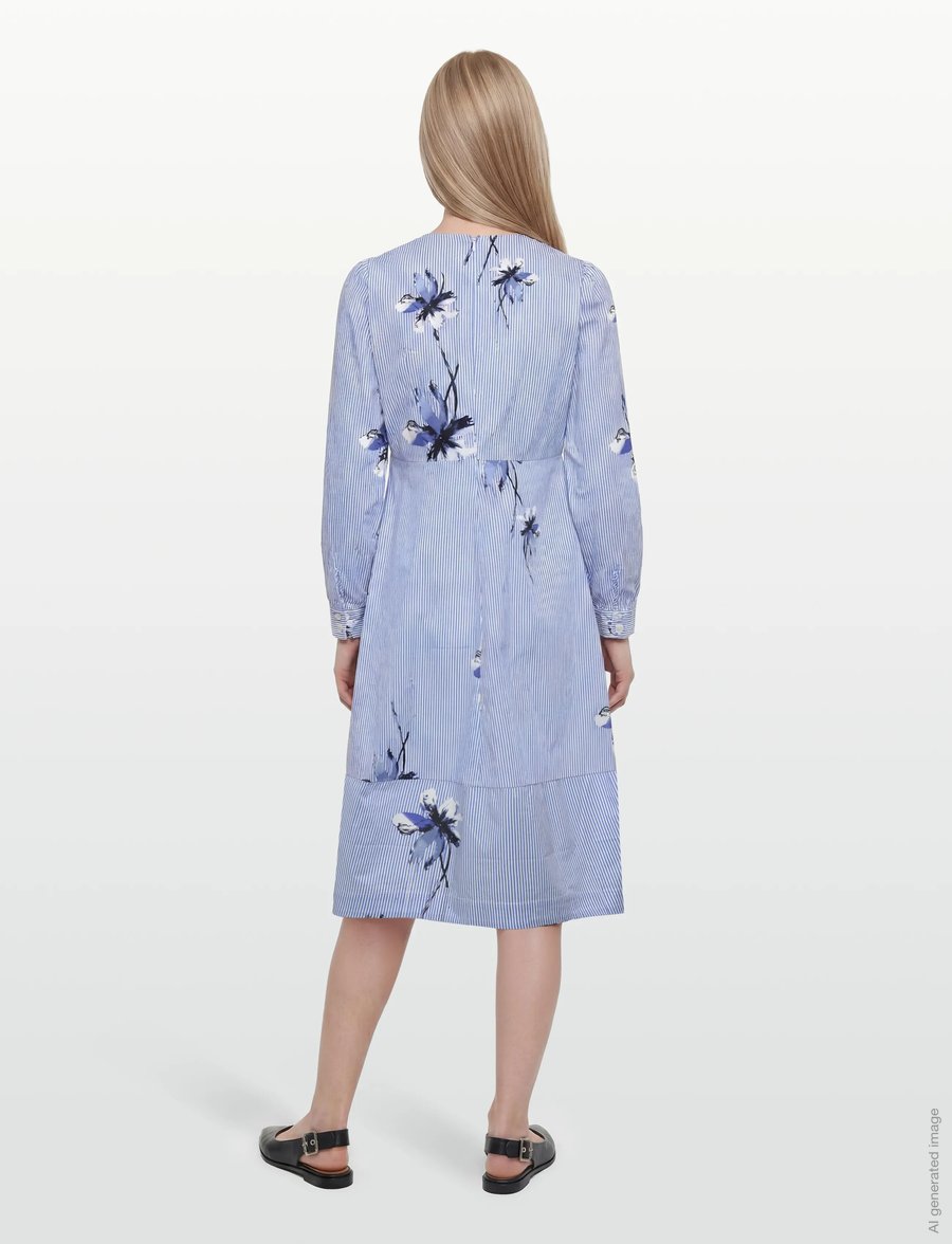 Culture - CUbrila Dress - sommerkleider - blue flower stripe - 4