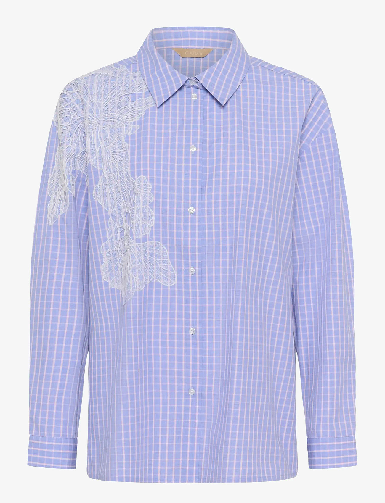 Culture - CUjani Deco Shirt - langærmede skjorter - blue check - 1