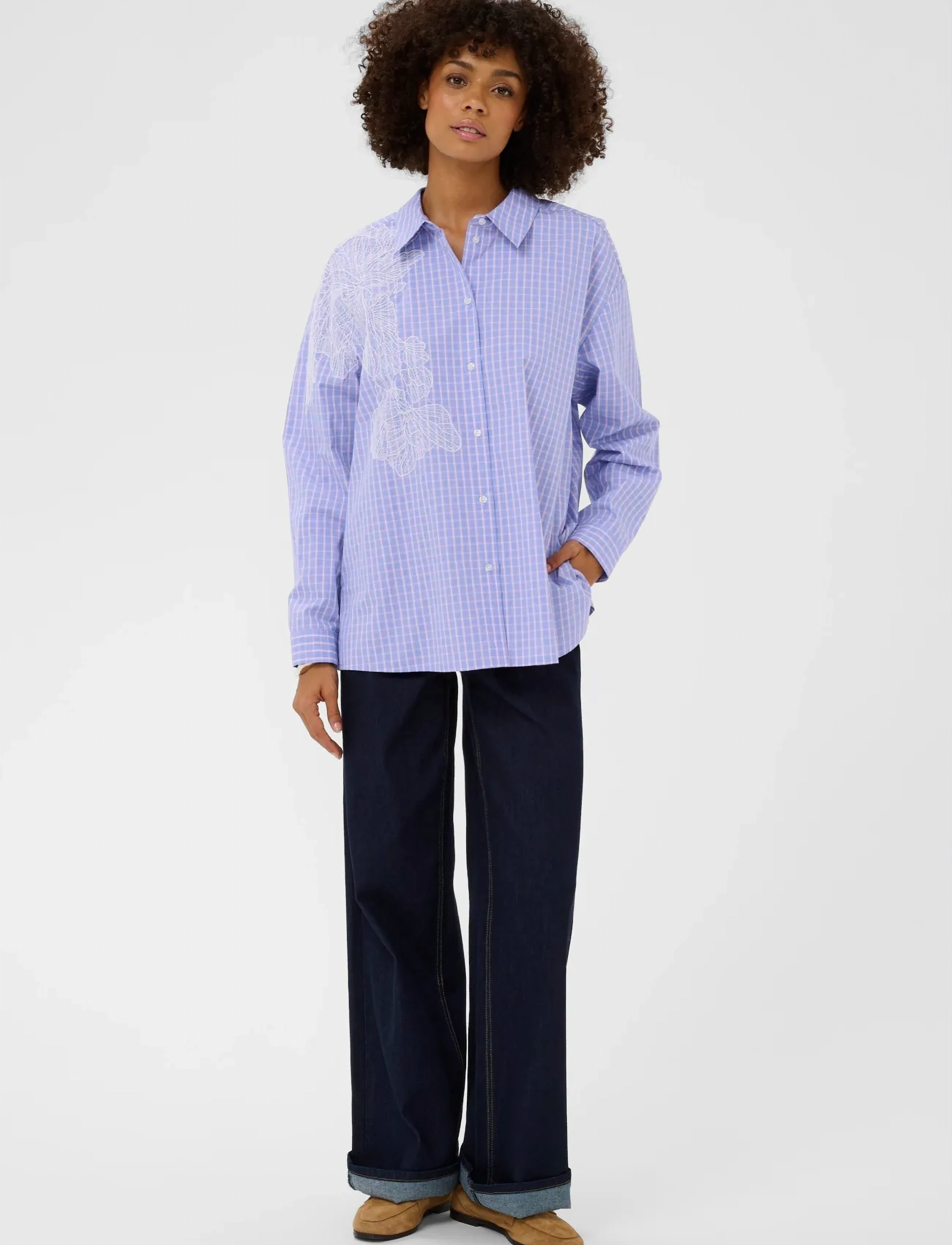 Culture - CUjani Deco Shirt - langärmlige hemden - blue check - 3