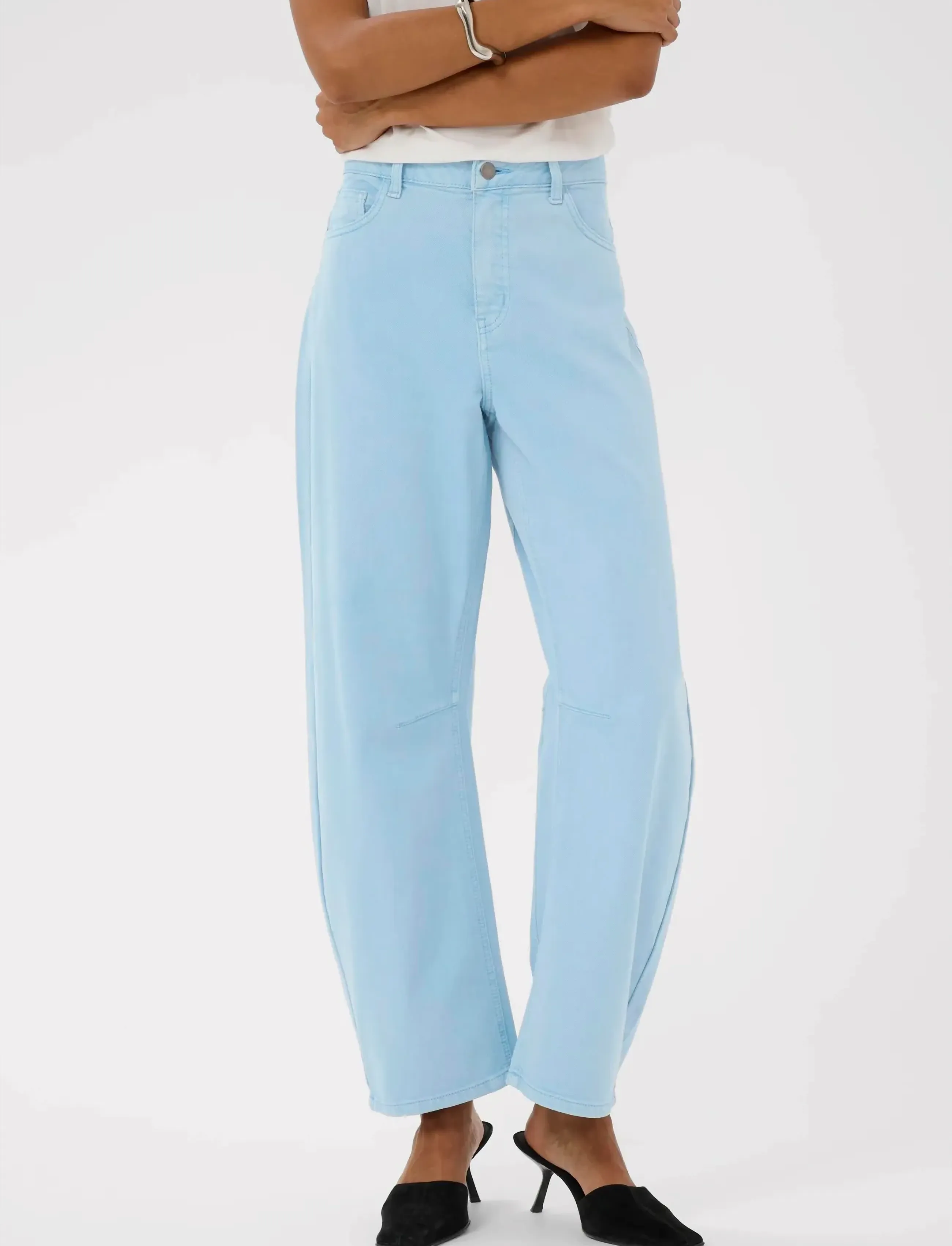 Culture CUbrinnie Barrel Pants - Kläder - POWDER BLUE WASH / blue