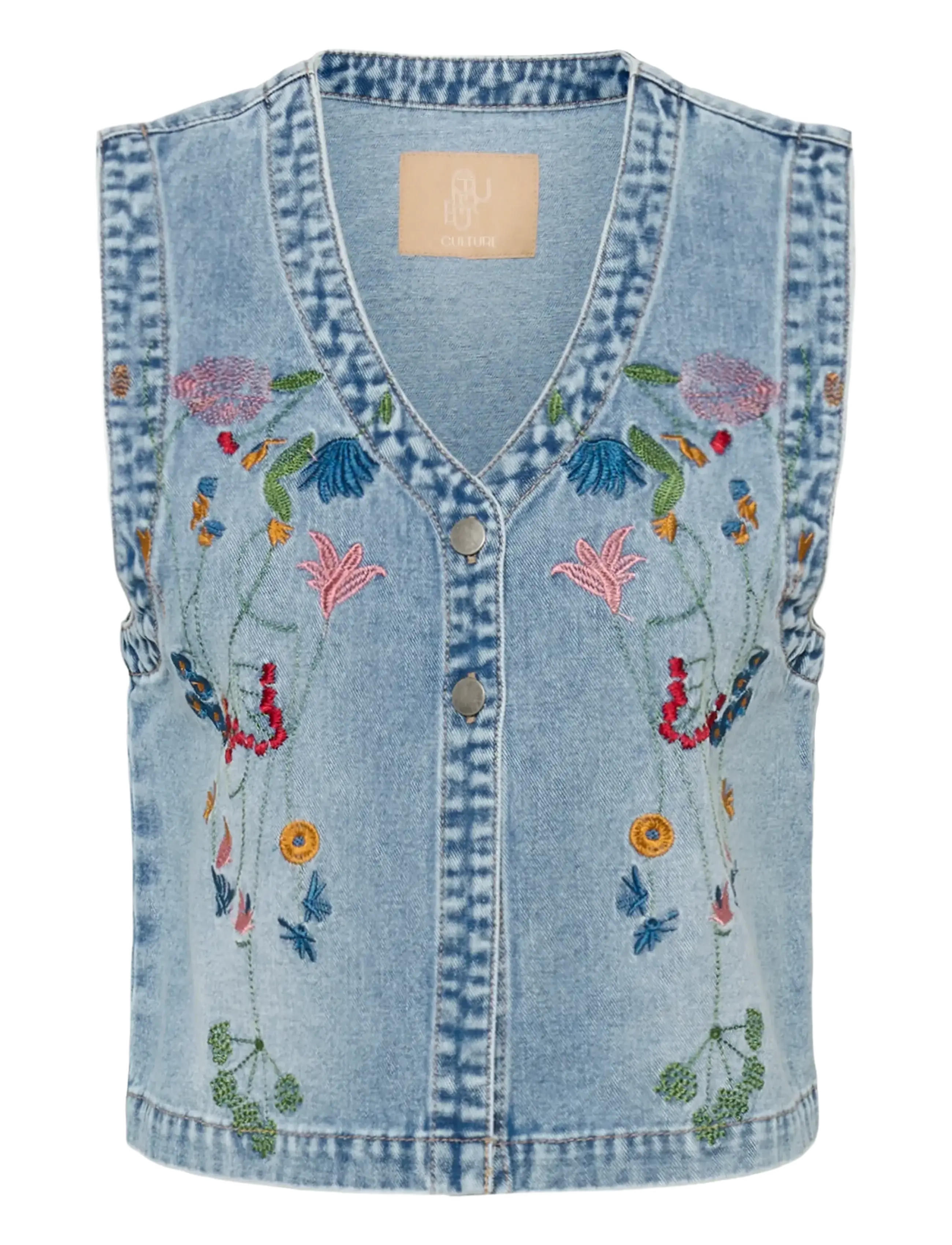 Culture CUtiala Aniceta Embroidery Waistcoa - Vests - LIGHT BLUE WASH / blue