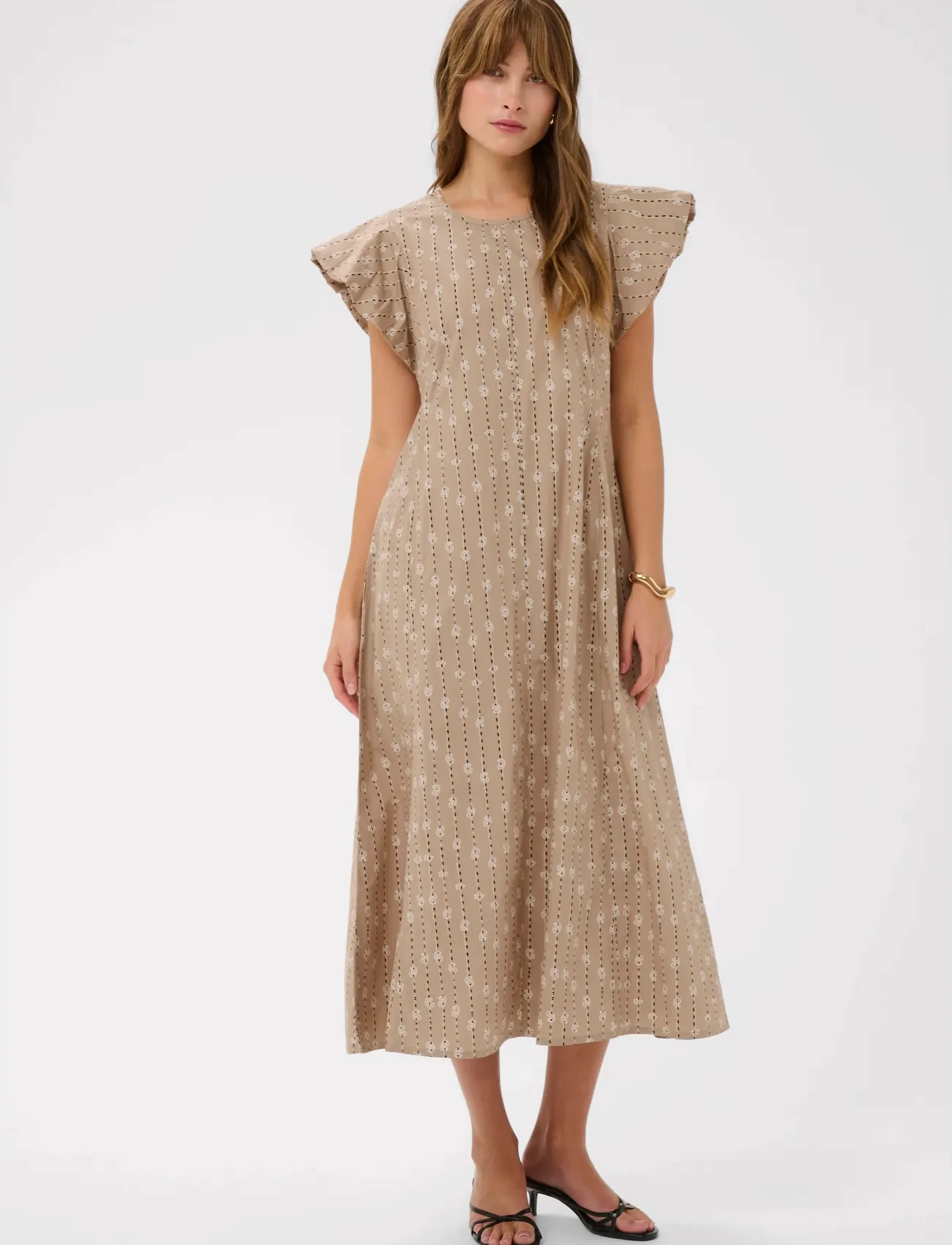 Culture CUmarco Olena Dress - Midi kjoler - DUNE/WHITECAP / beige