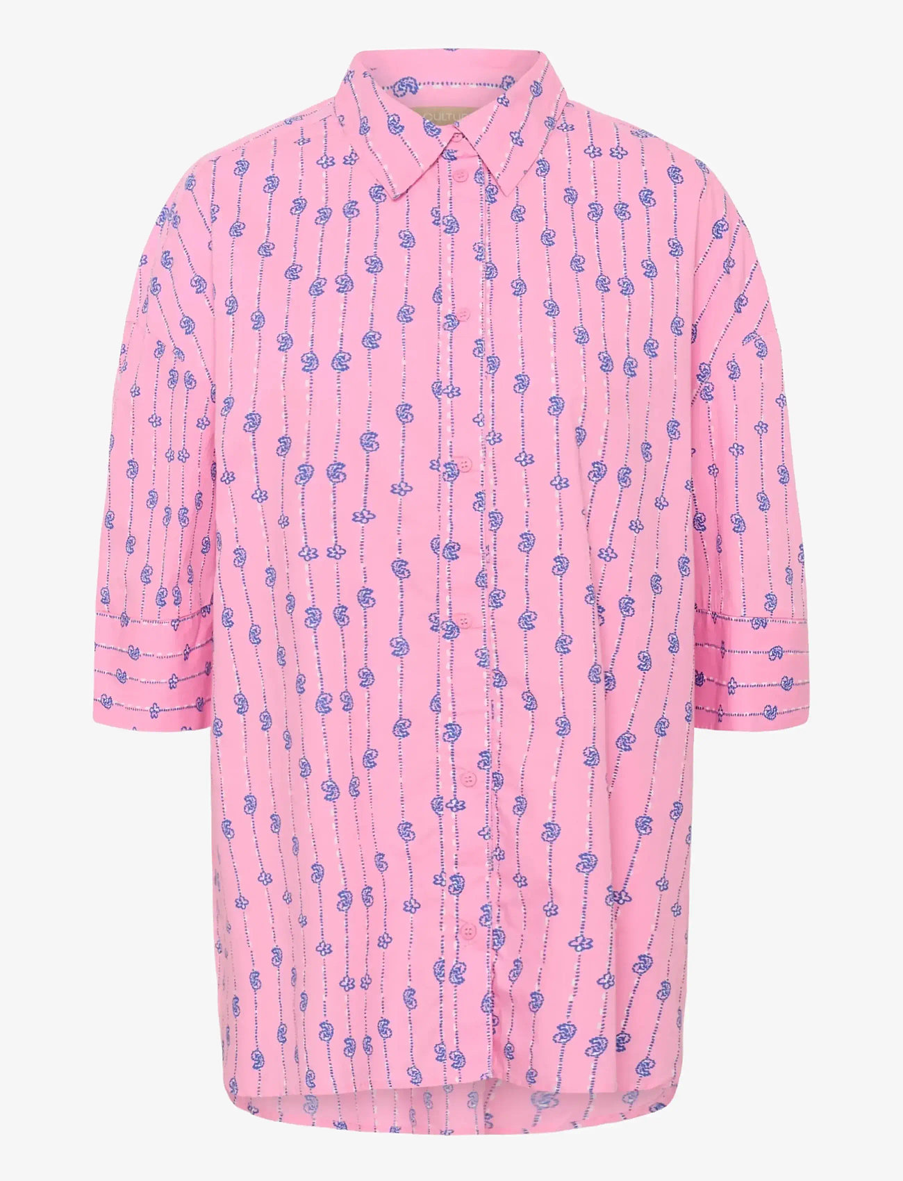 Culture - CUmarco Olena Shirt - short-sleeved shirts - begonia pink/nautical blue - 1