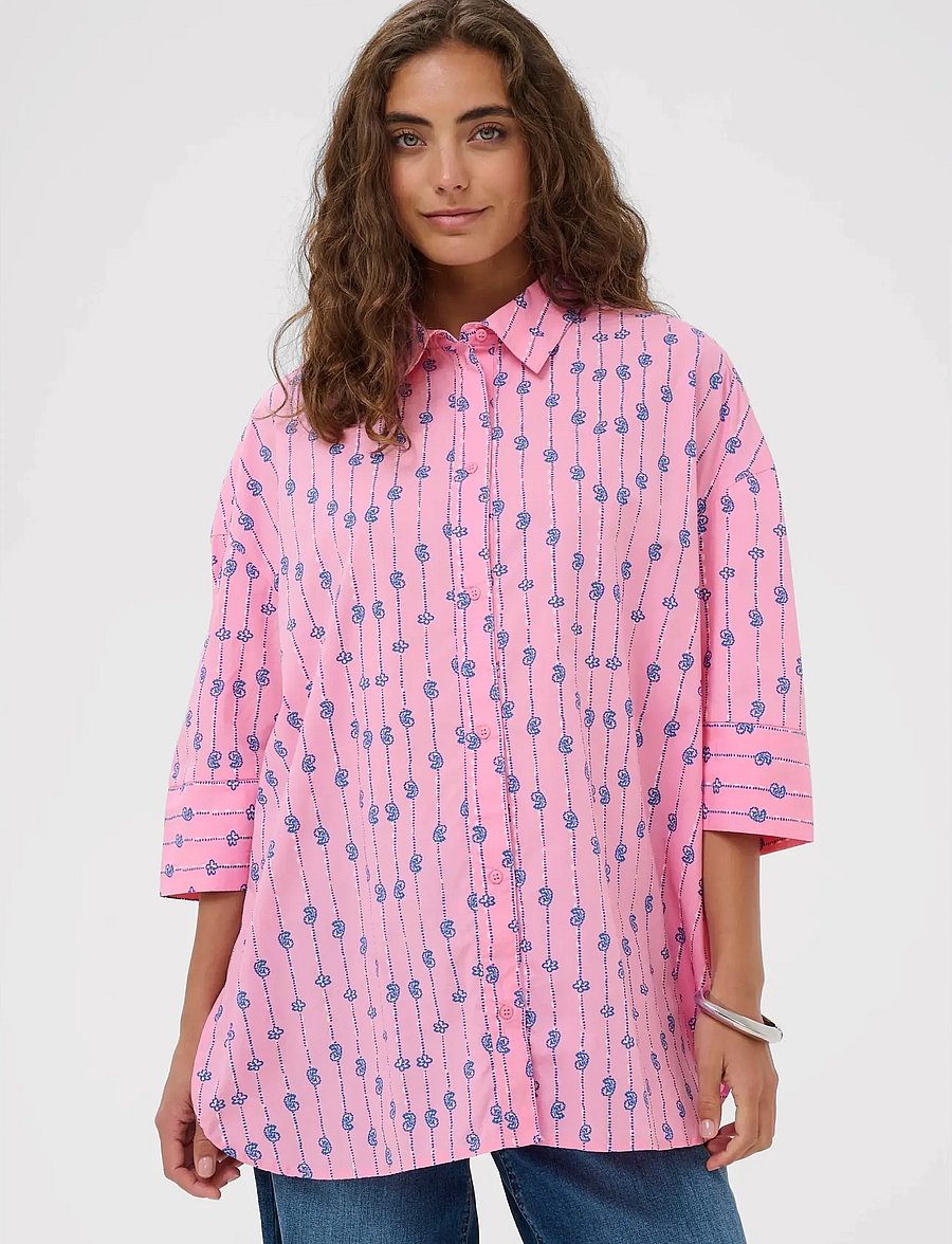 Culture - CUmarco Olena Shirt - kortærmede skjorter - begonia pink/nautical blue - 0