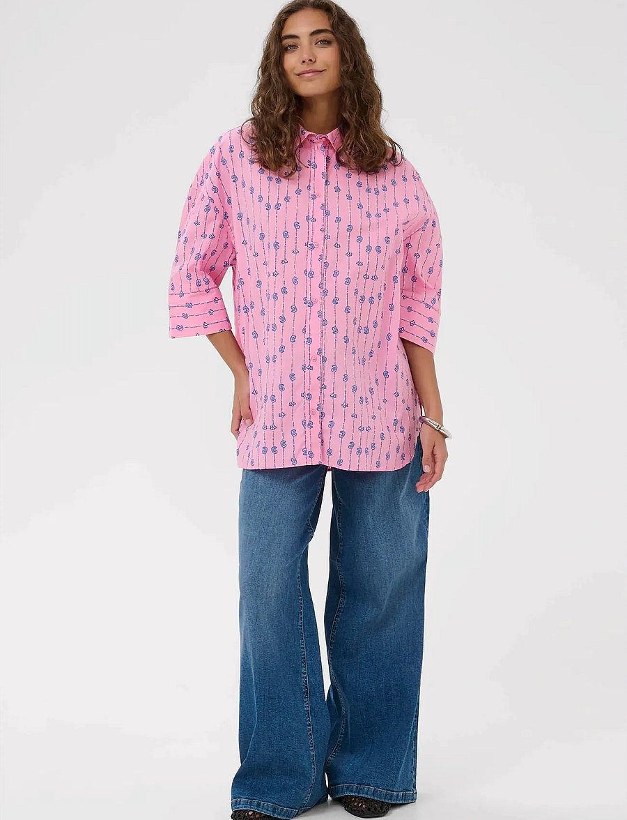 Culture - CUmarco Olena Shirt - kortærmede skjorter - begonia pink/nautical blue - 3