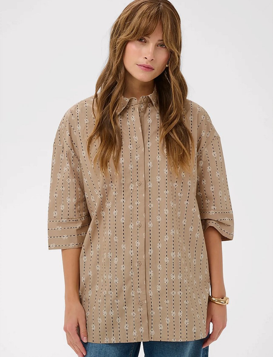 Culture - CUmarco Olena Shirt - kortærmede skjorter - dune/whitecap - 0