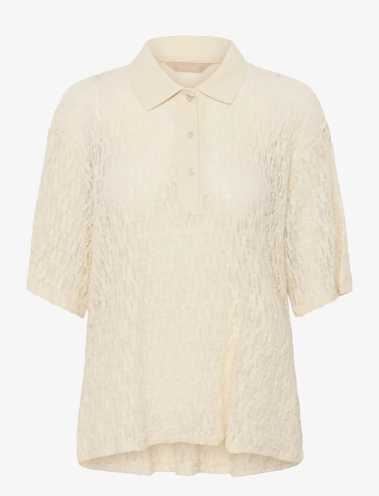 Culture - CUkine Lace Tee - kurzämlige blusen - whitecap - 1