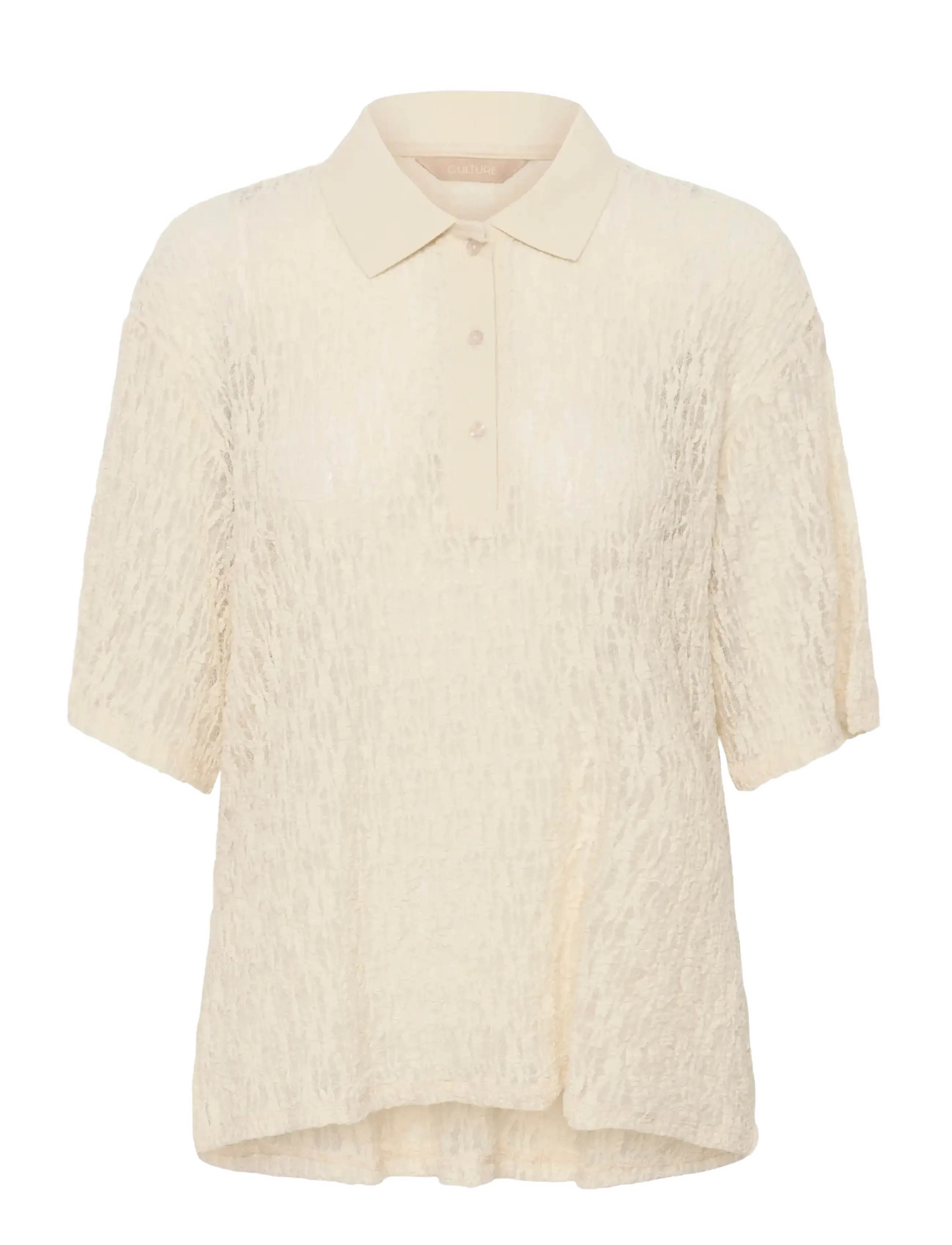Culture CUkine Lace Tee - Lühikeste varrukatega pluusid - WHITECAP / cream