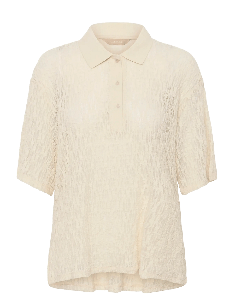 Culture - CUkine Lace Tee - kurzärmelige blusen - whitecap - 1