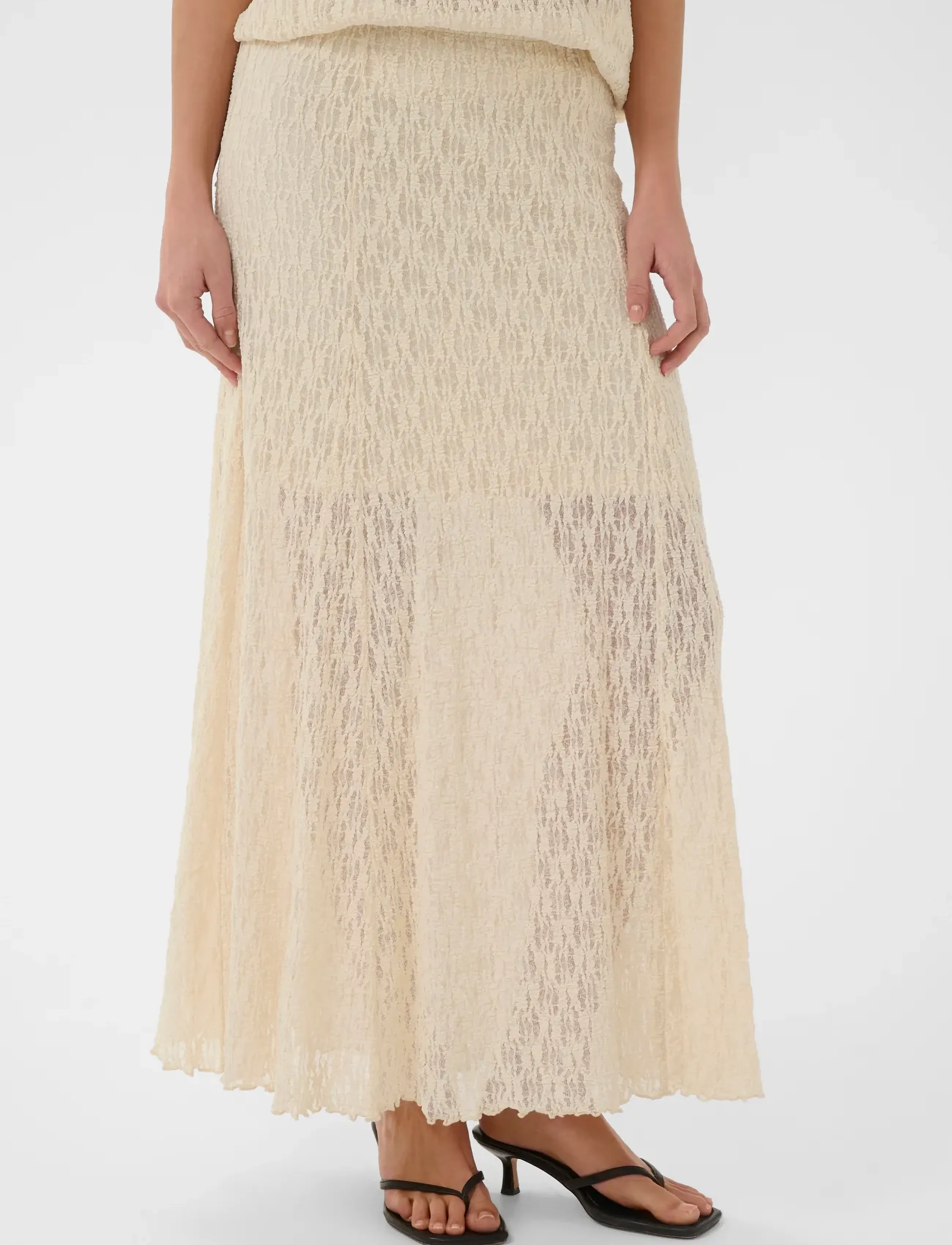 Culture Cukine Lace Skirt, XXL, Cream, Nederdele > Maxi Nederdele, Dame