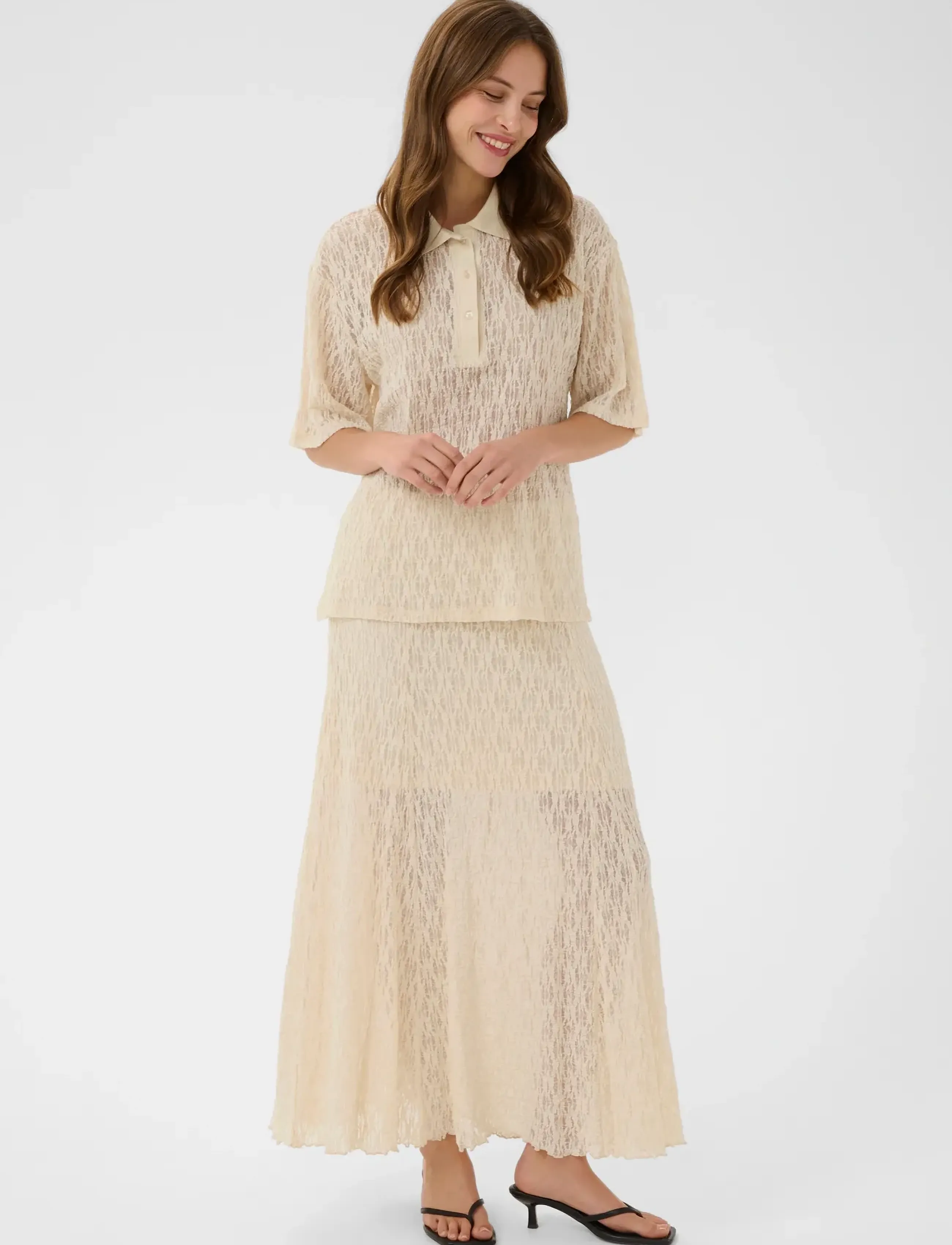 Culture - CUkine Lace Skirt - strikkede nederdele - whitecap - 3