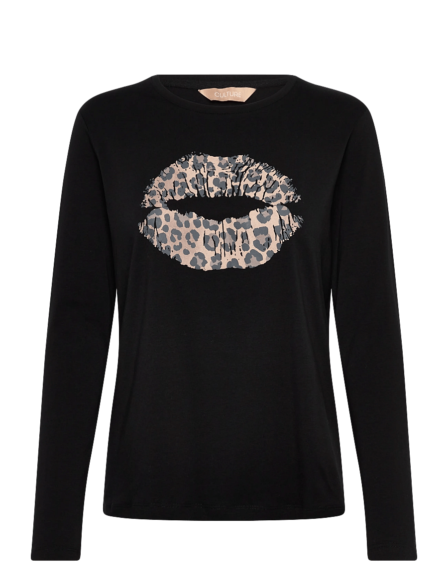 Culture - CUnorina Gith LS T-Shirt - pikkade varrukatega alussärgid - black - 1