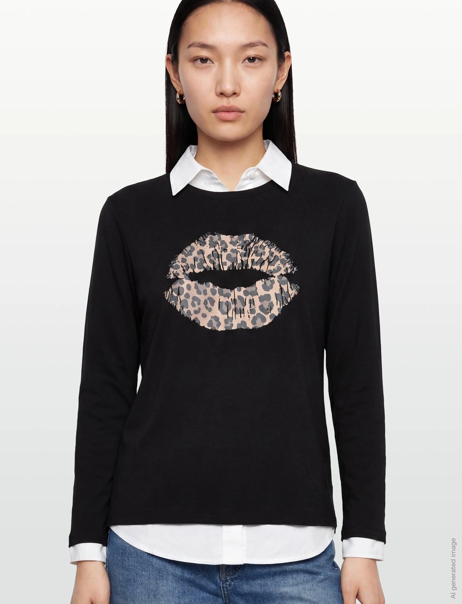 Culture - CUnorina Gith LS T-Shirt - pikkade varrukatega alussärgid - black - 3