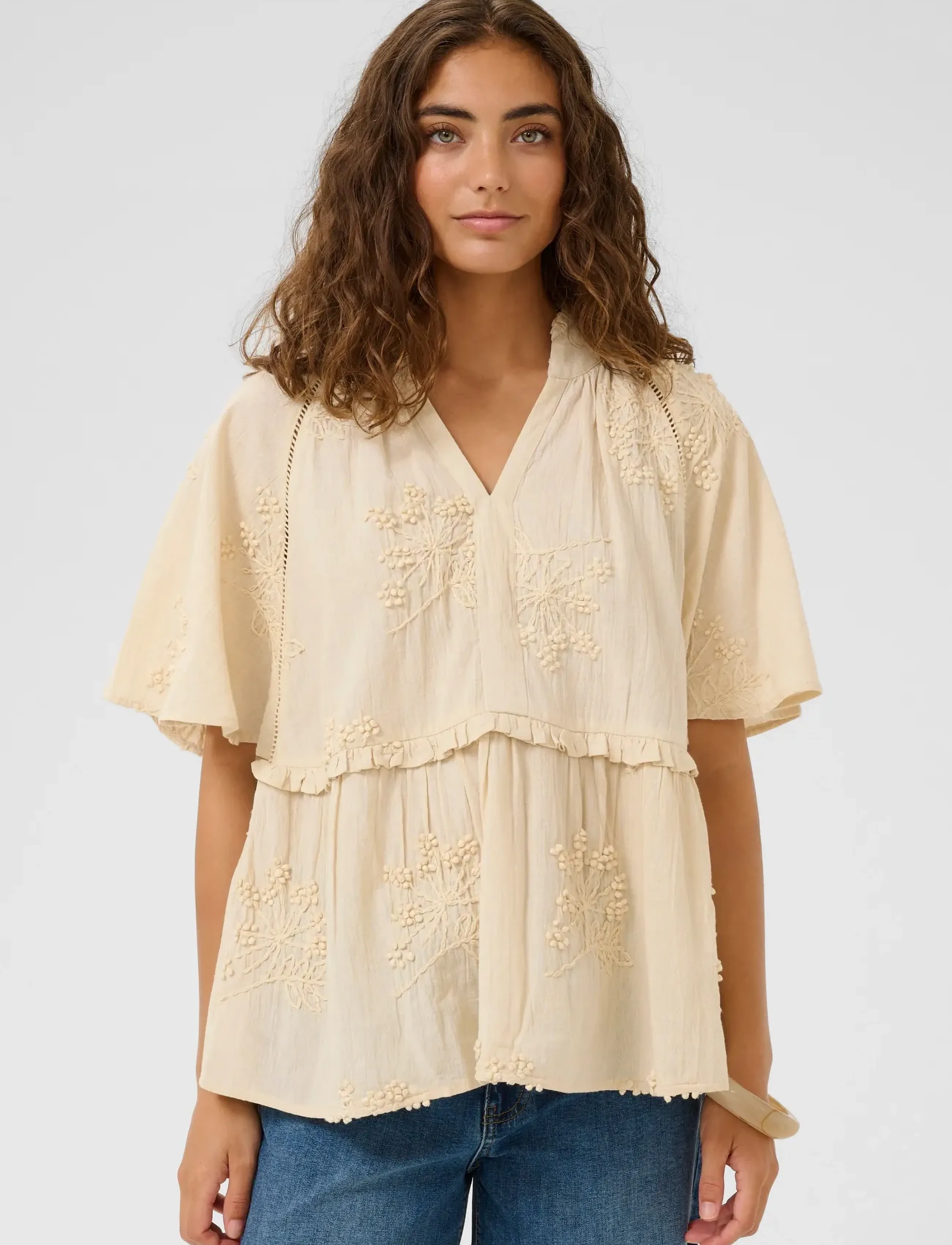 Culture Cujalia Blouse, XL, Beige, Bluser > Kortærmede, Dame