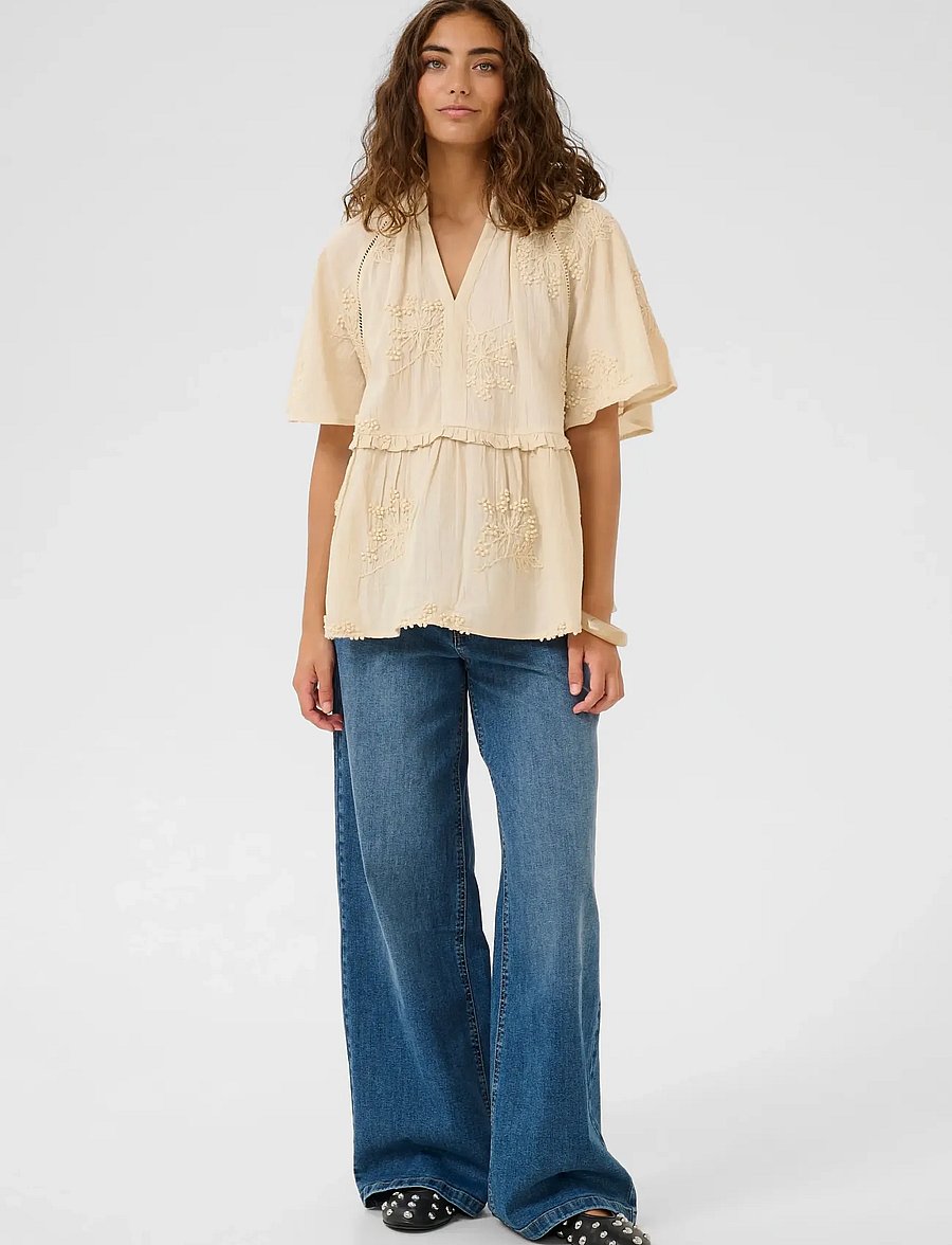 Culture - CUjalia Blouse - short-sleeved blouses - oyster gray - 3