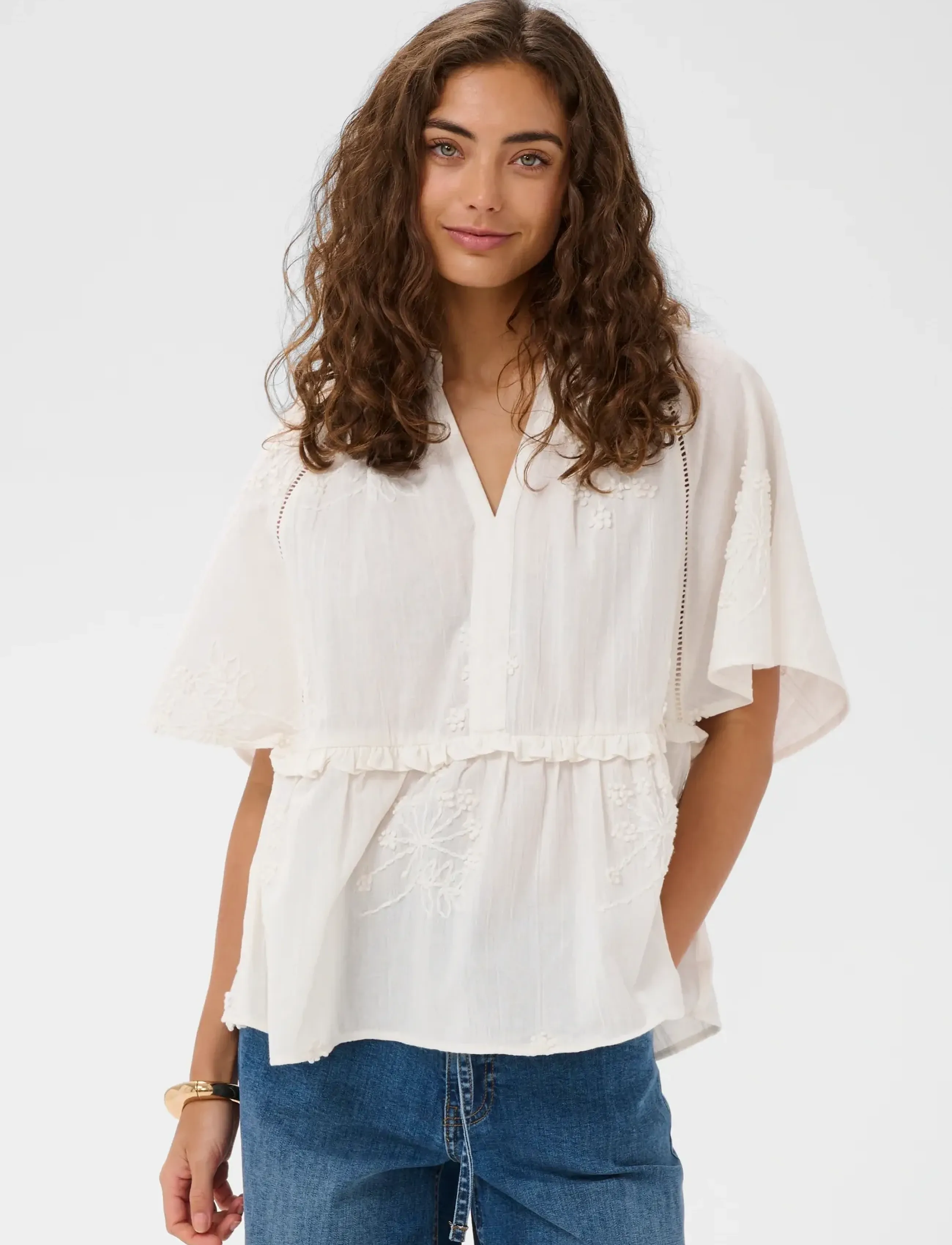 Culture Cujalia Blouse, L, Blouses, Creme - Short-sleeved, Frauen