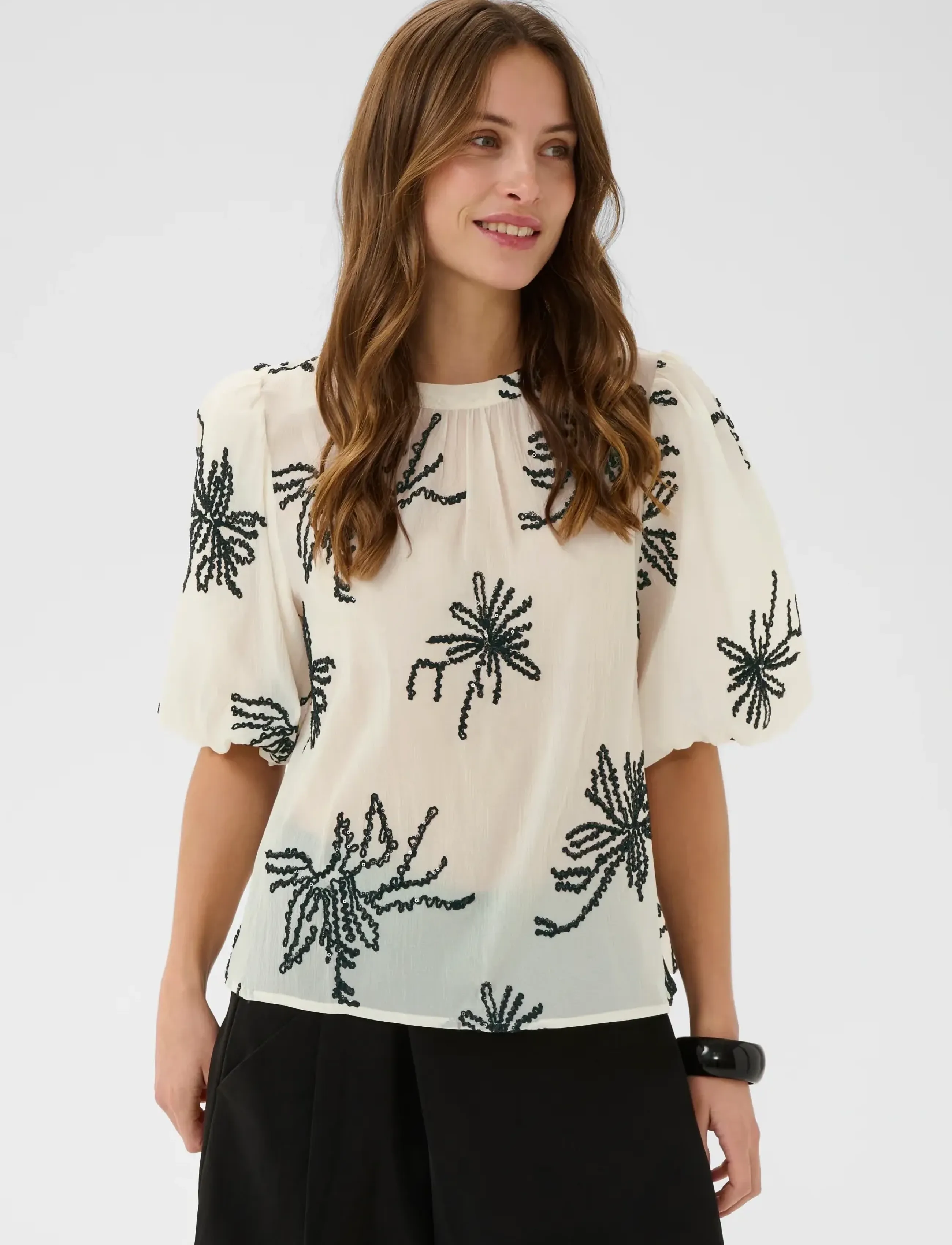 Culture Cubisera Blouse, M, Cream, Bluser > Kortærmede, Dame