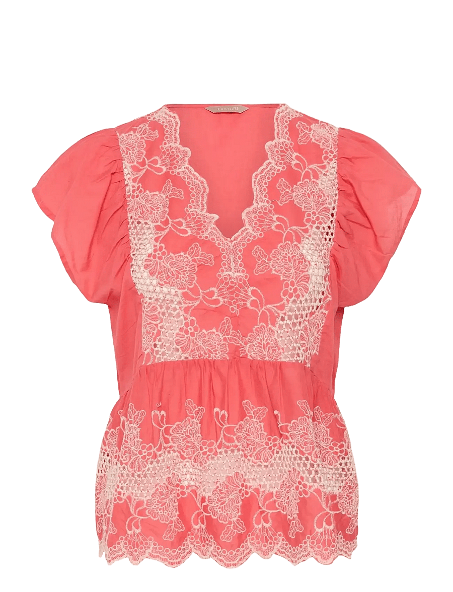 Culture - CUdenio Blouse - short-sleeved blouses - sugar coral - 1