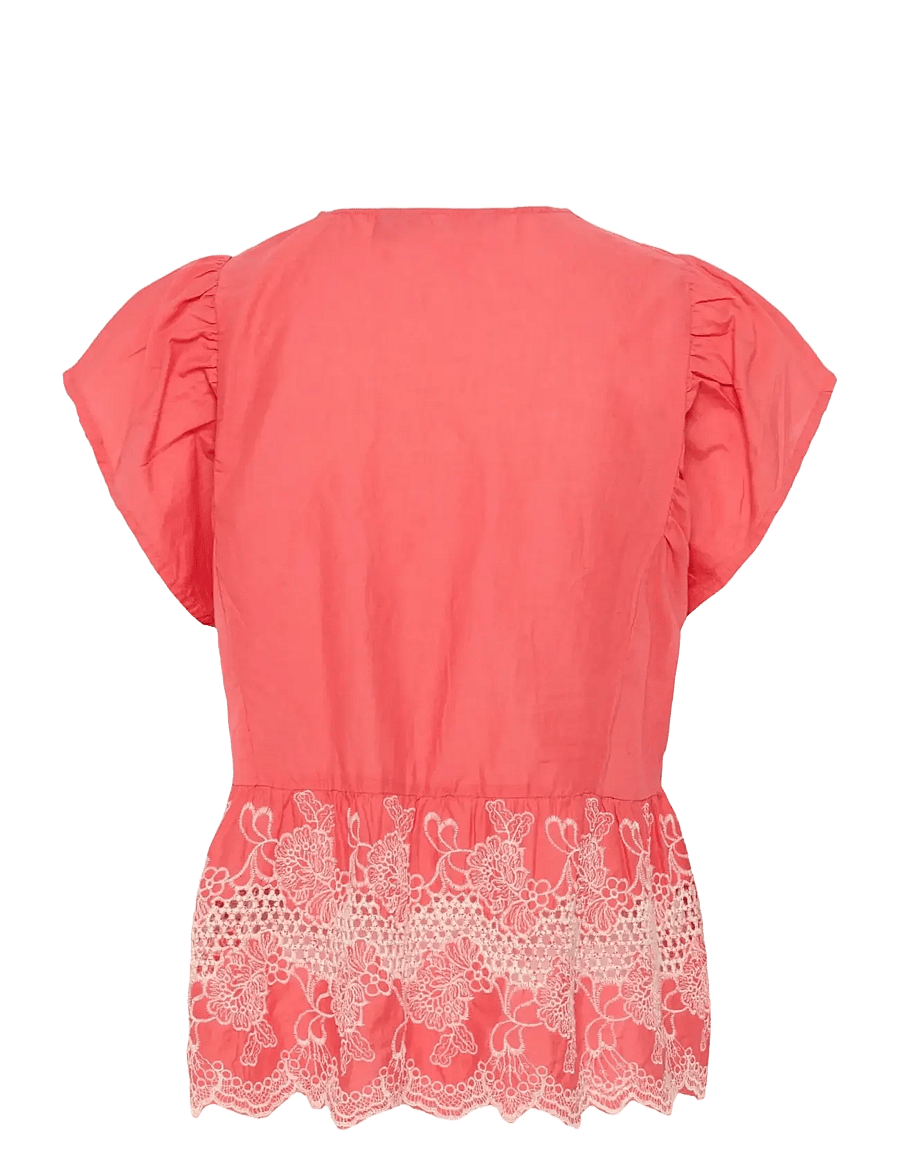 Culture - CUdenio Blouse - short-sleeved blouses - sugar coral - 2