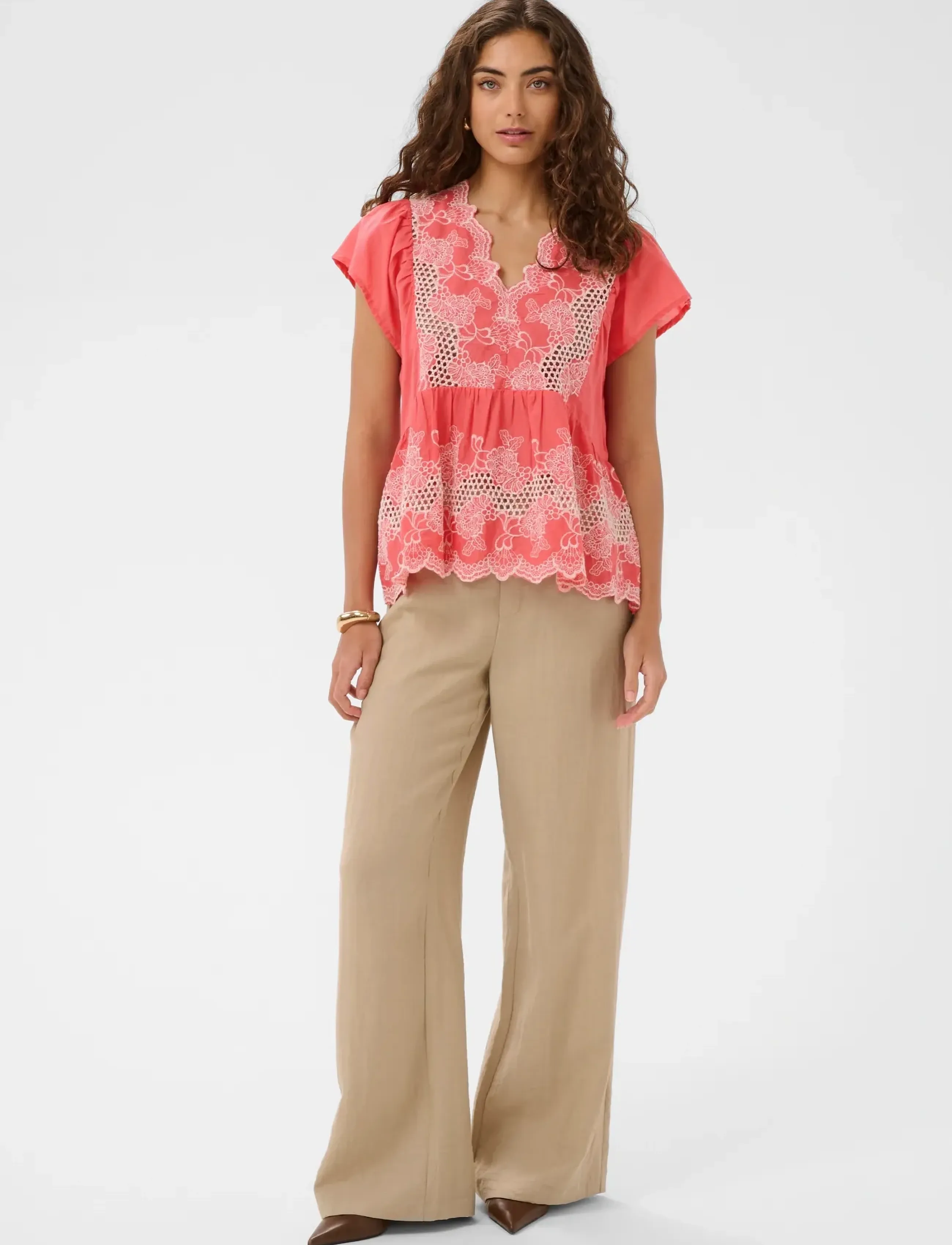 Culture - CUdenio Blouse - kortærmede bluser - sugar coral - 3