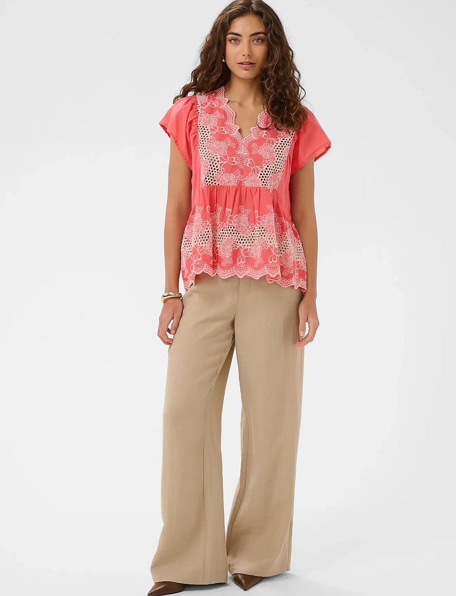 Culture - CUdenio Blouse - short-sleeved blouses - sugar coral - 3