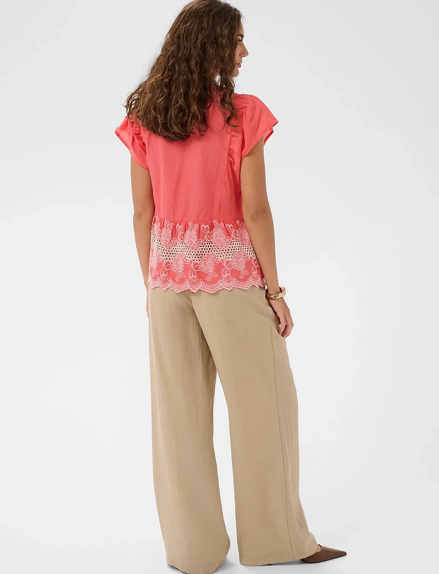 Culture - CUdenio Blouse - short-sleeved blouses - sugar coral - 4