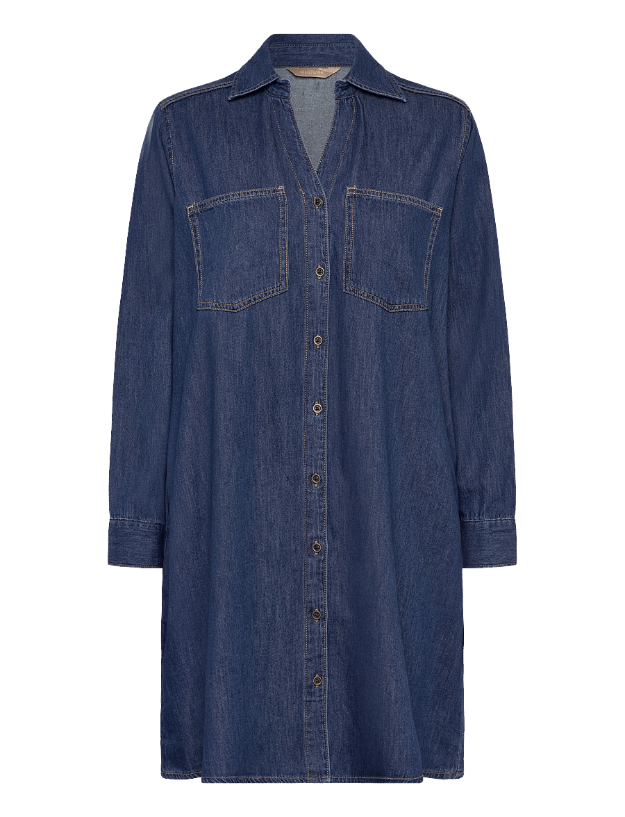Culture - CUmola Arpa Dress - särkkleidid - dark blue wash - 1