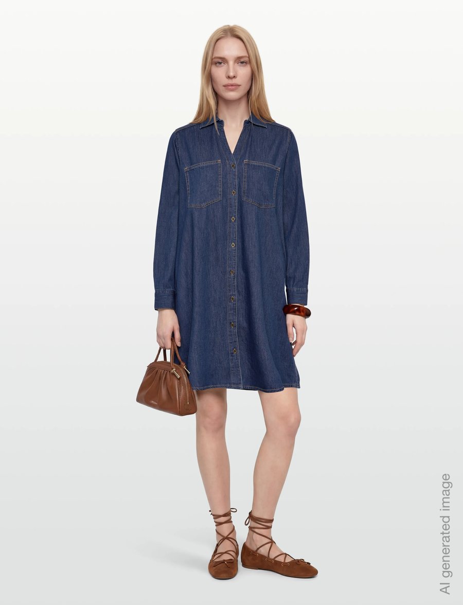 Culture - CUmola Arpa Dress - särkkleidid - dark blue wash - 0