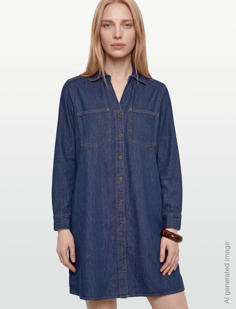 Culture - CUmola Arpa Dress - särkkleidid - dark blue wash - 3