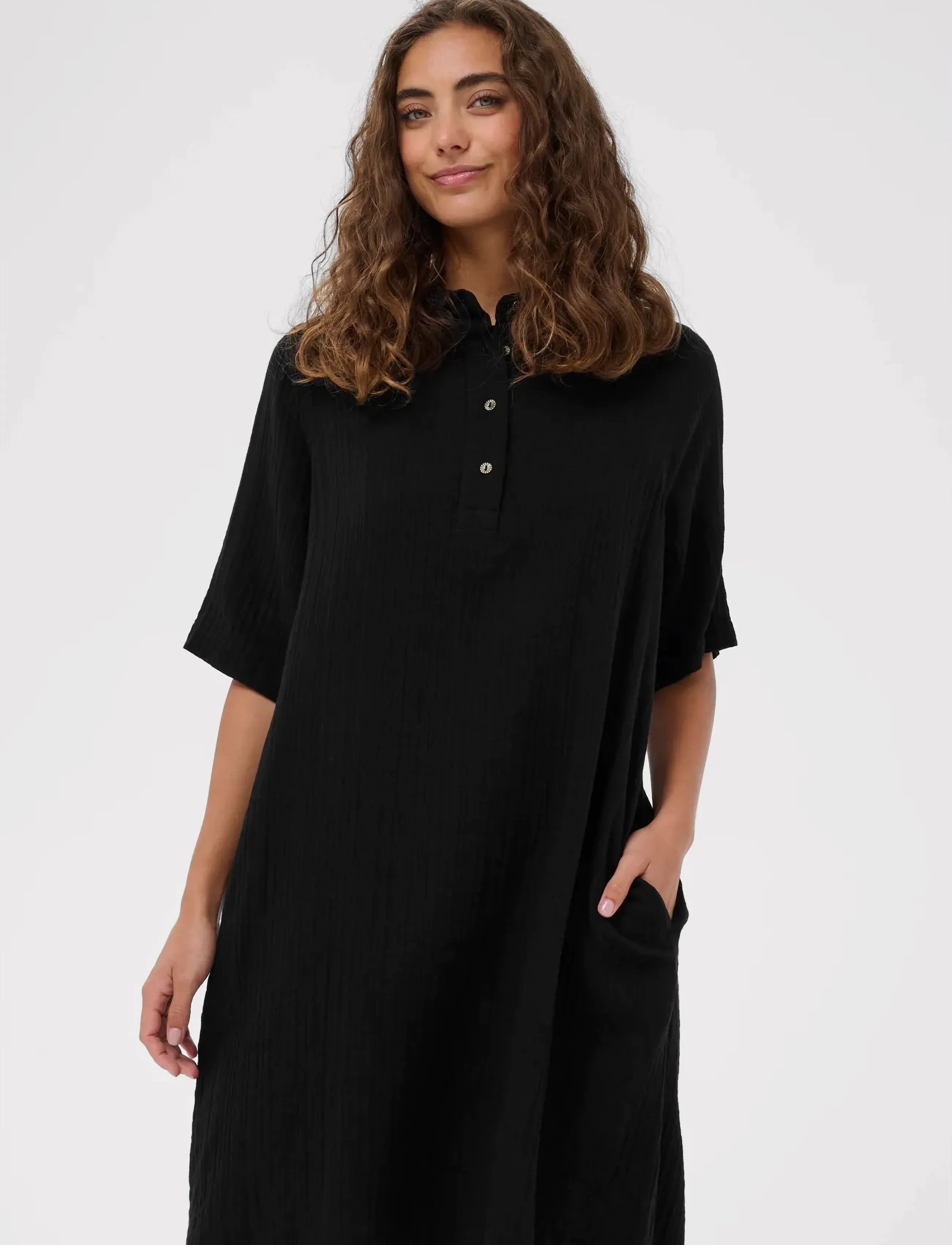 Culture Cutala Elina Short Dress, Kvinder, Kort Polo Kjole, Sort, Str: M